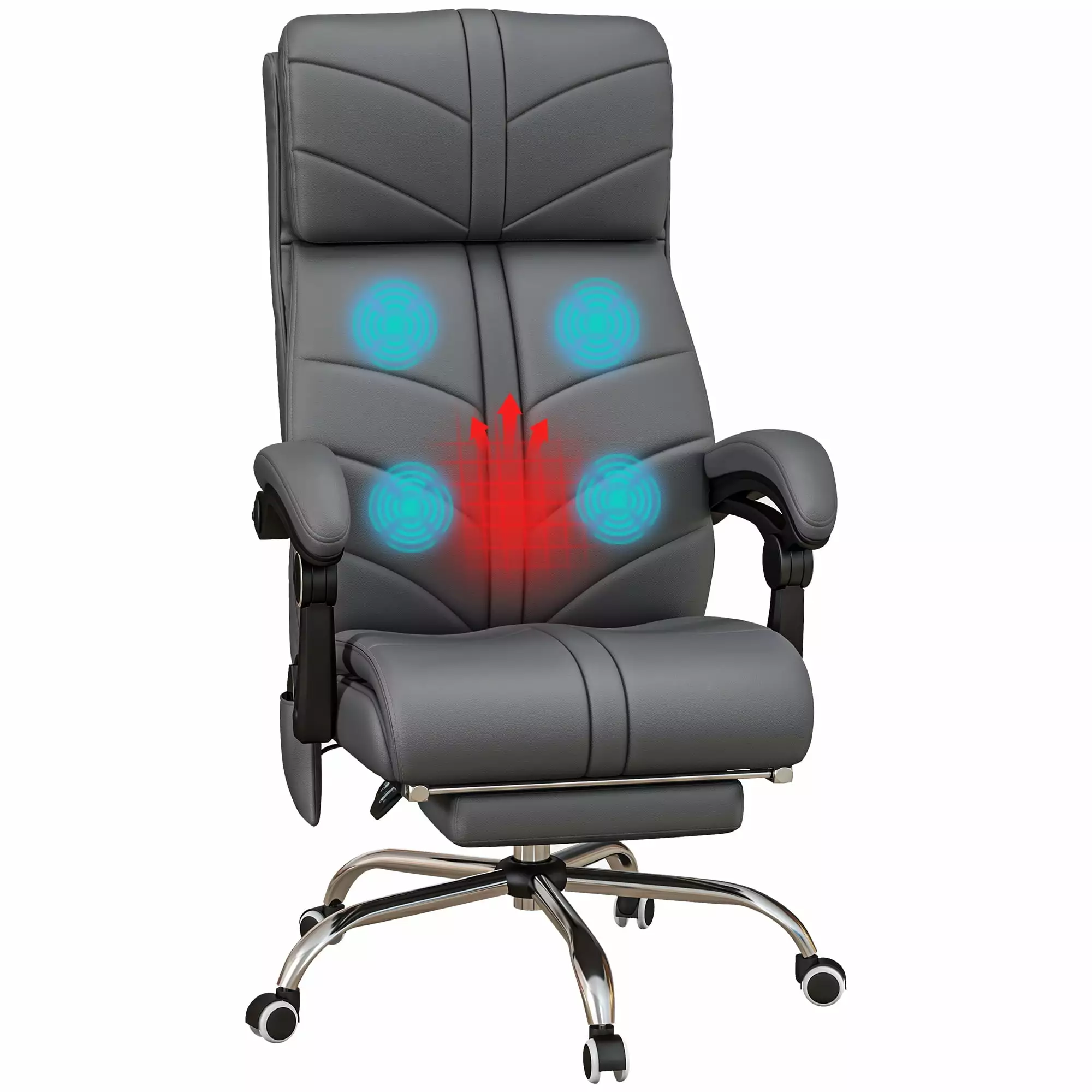 DeeHome Executive Massage Office Chair 4 Vibration and Heated Reclining Function Gray