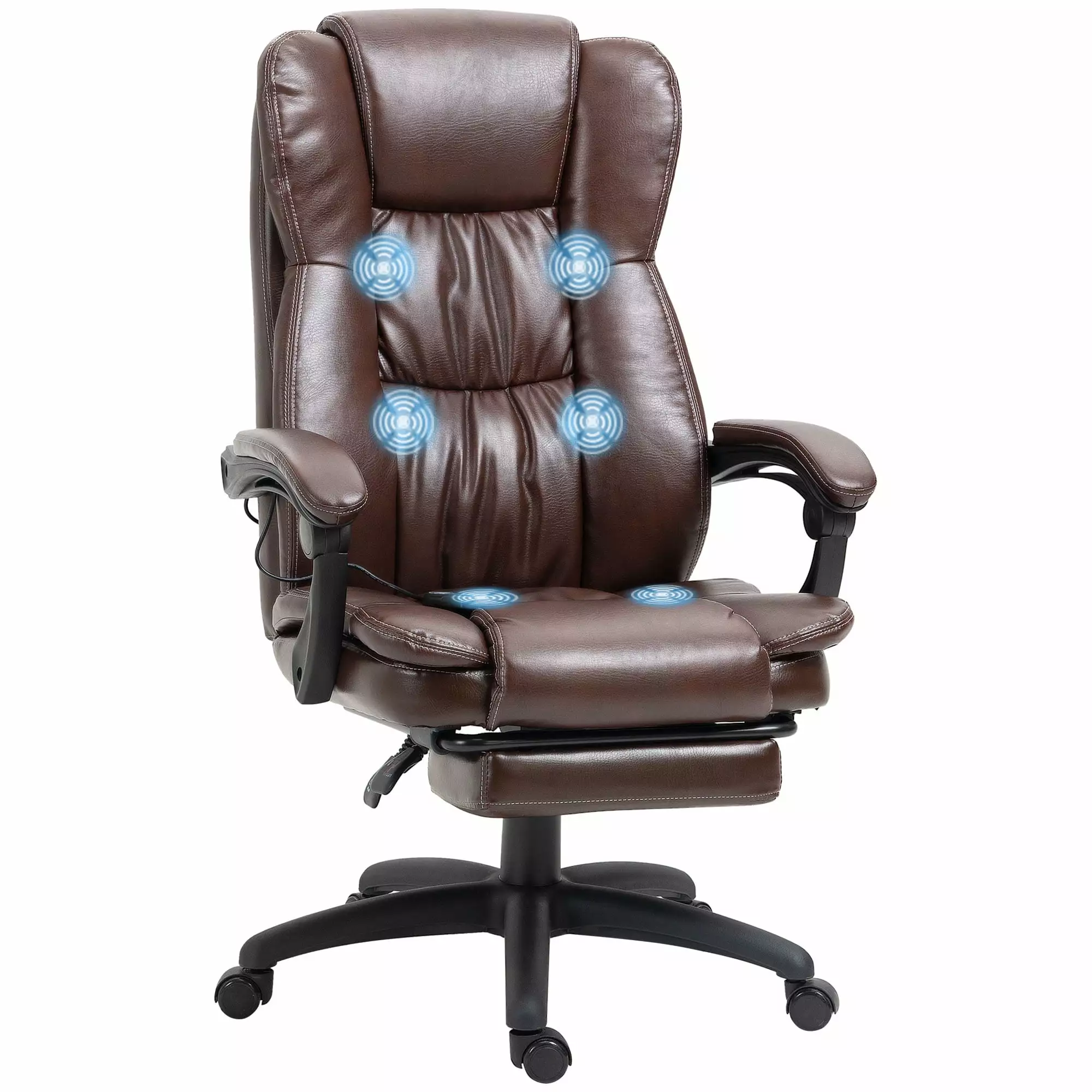 DeeHome High Back Massage Office Chair 6-Point Vibration 5 Modes PU Leather Swivel Chair Reclining Back Retractable Footre...