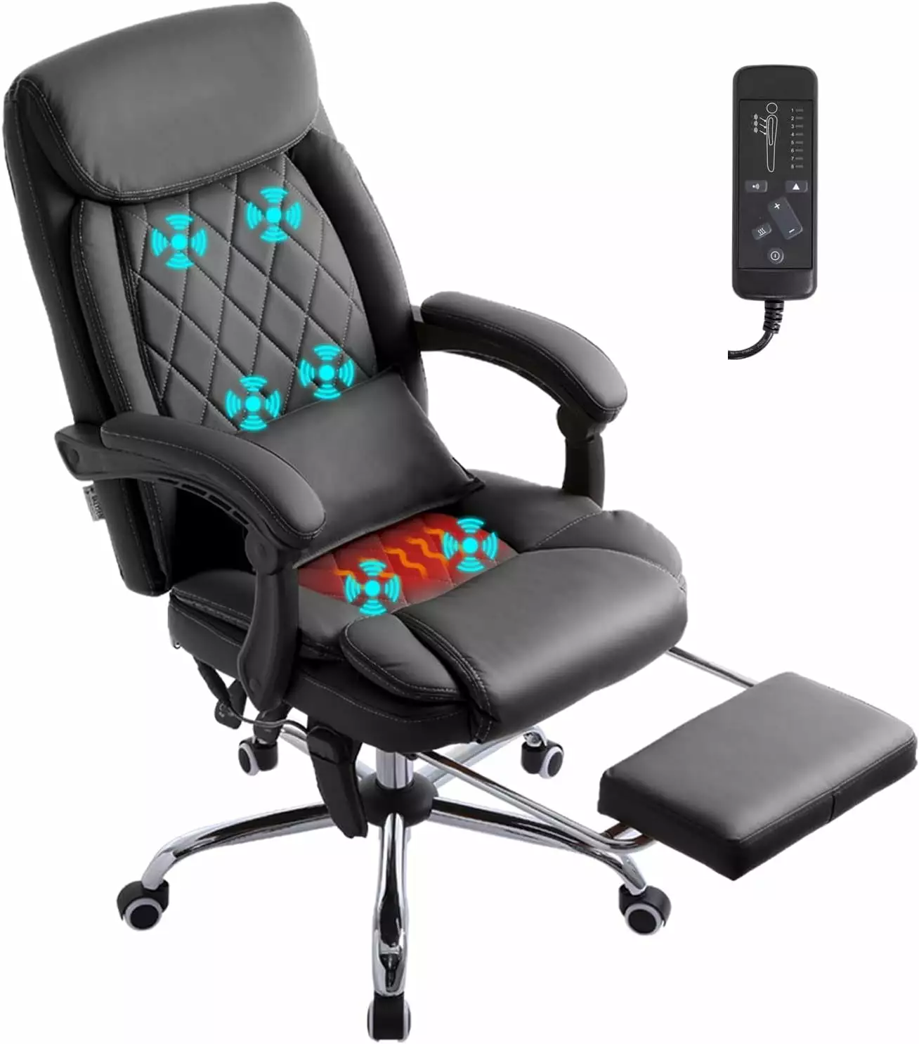 Executive Massage Office Chair Heated Reclining and Footrest FJU