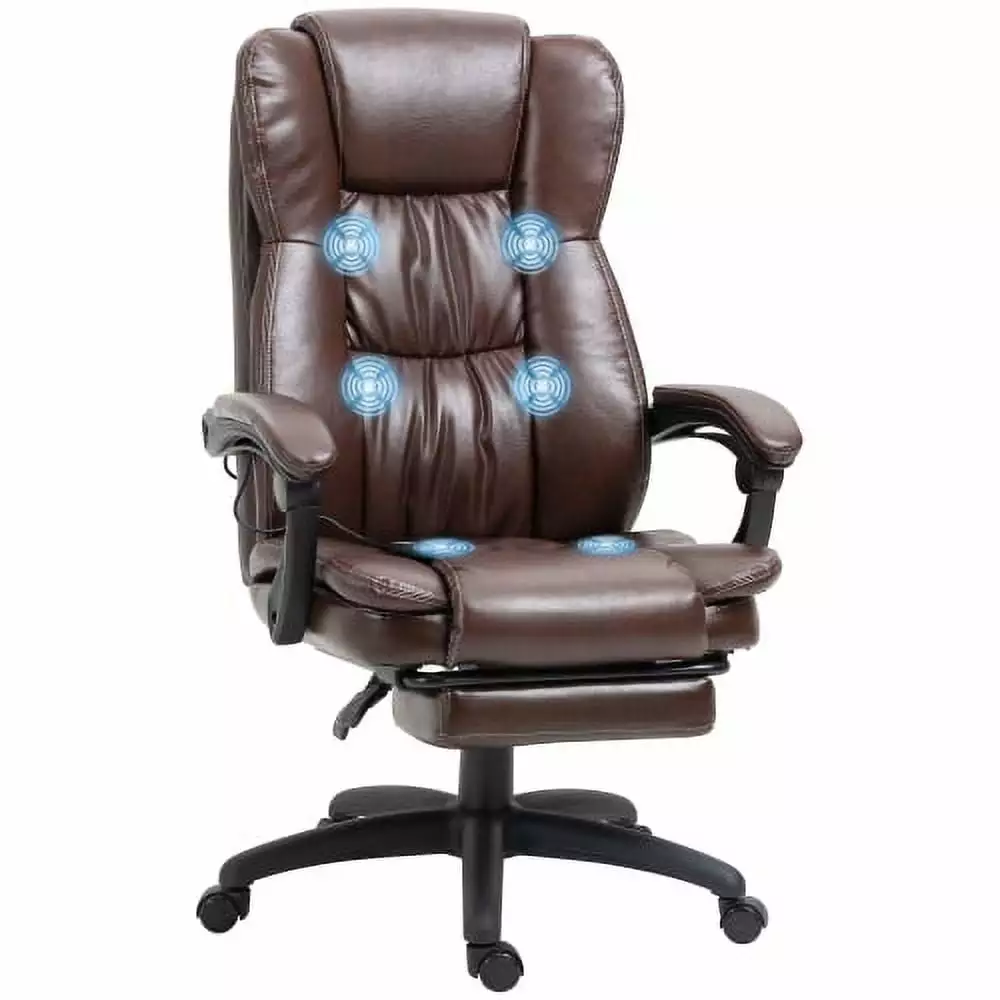 Vinsetto High Back Massage Office Chair 6-Point Vibration and Retractable Footrest Hypeshops
