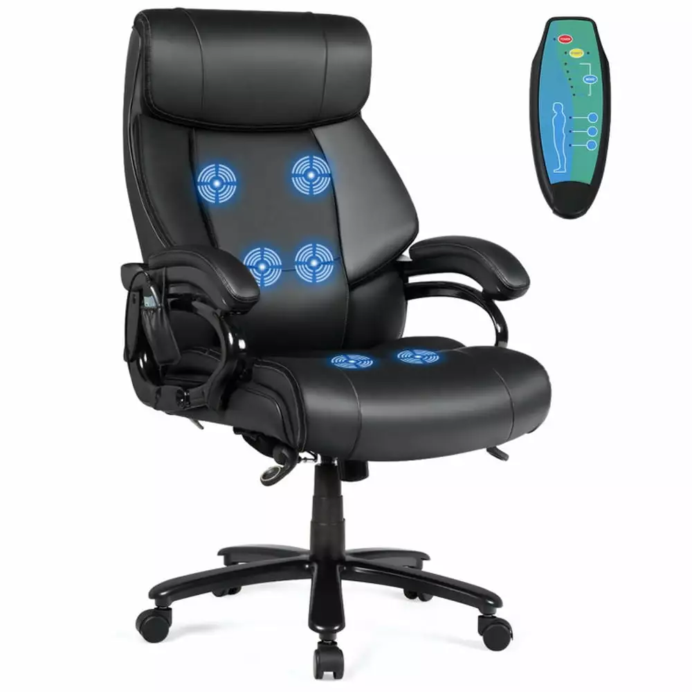 Kadyn Ergonomic Executive Office Chair Big Tall 400lb PU Leather Massage Computer Chair Black