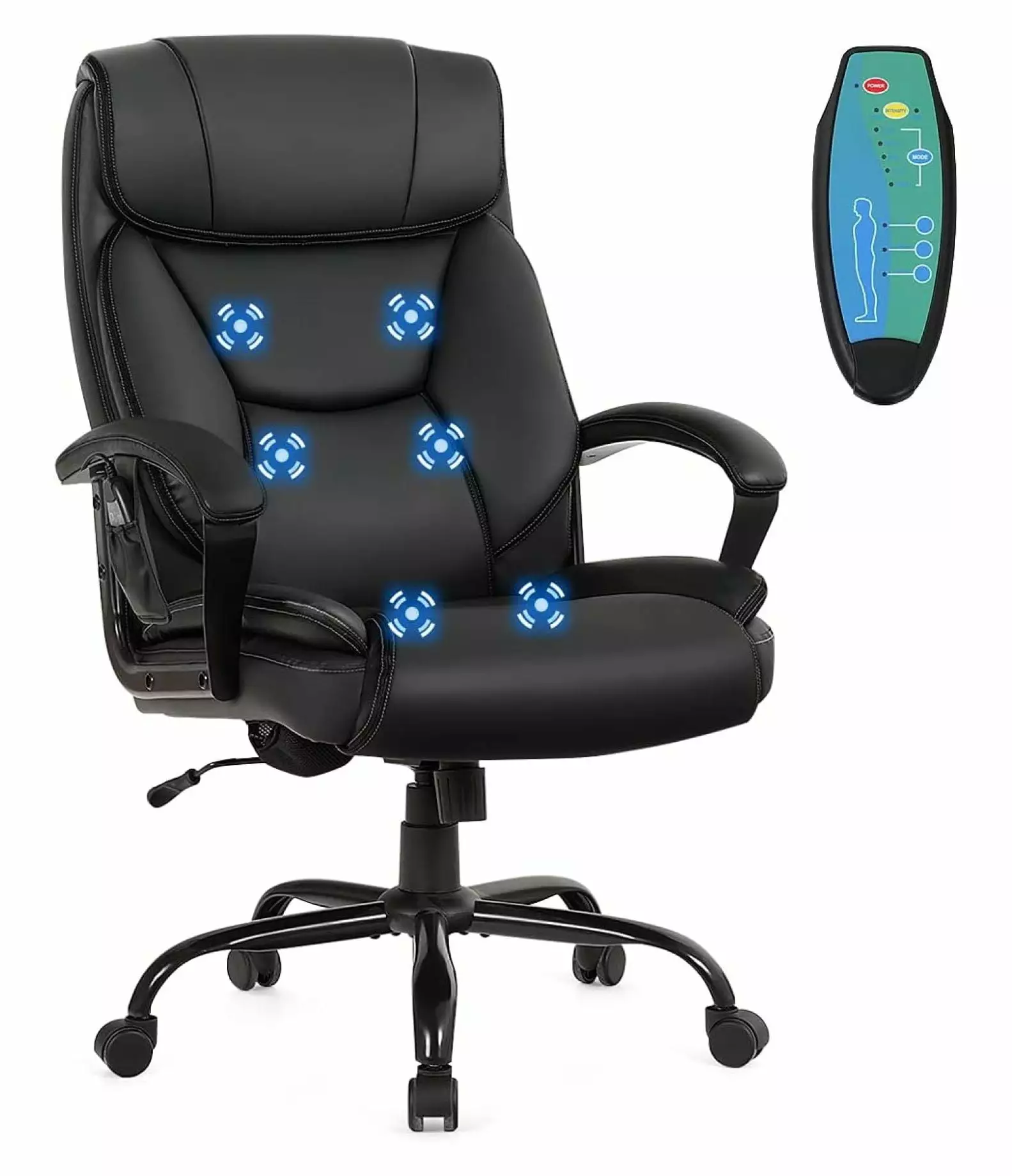 XIAOTAO 500lbs Big and Tall Massage Executive Office Chair 6 Vibrating Points