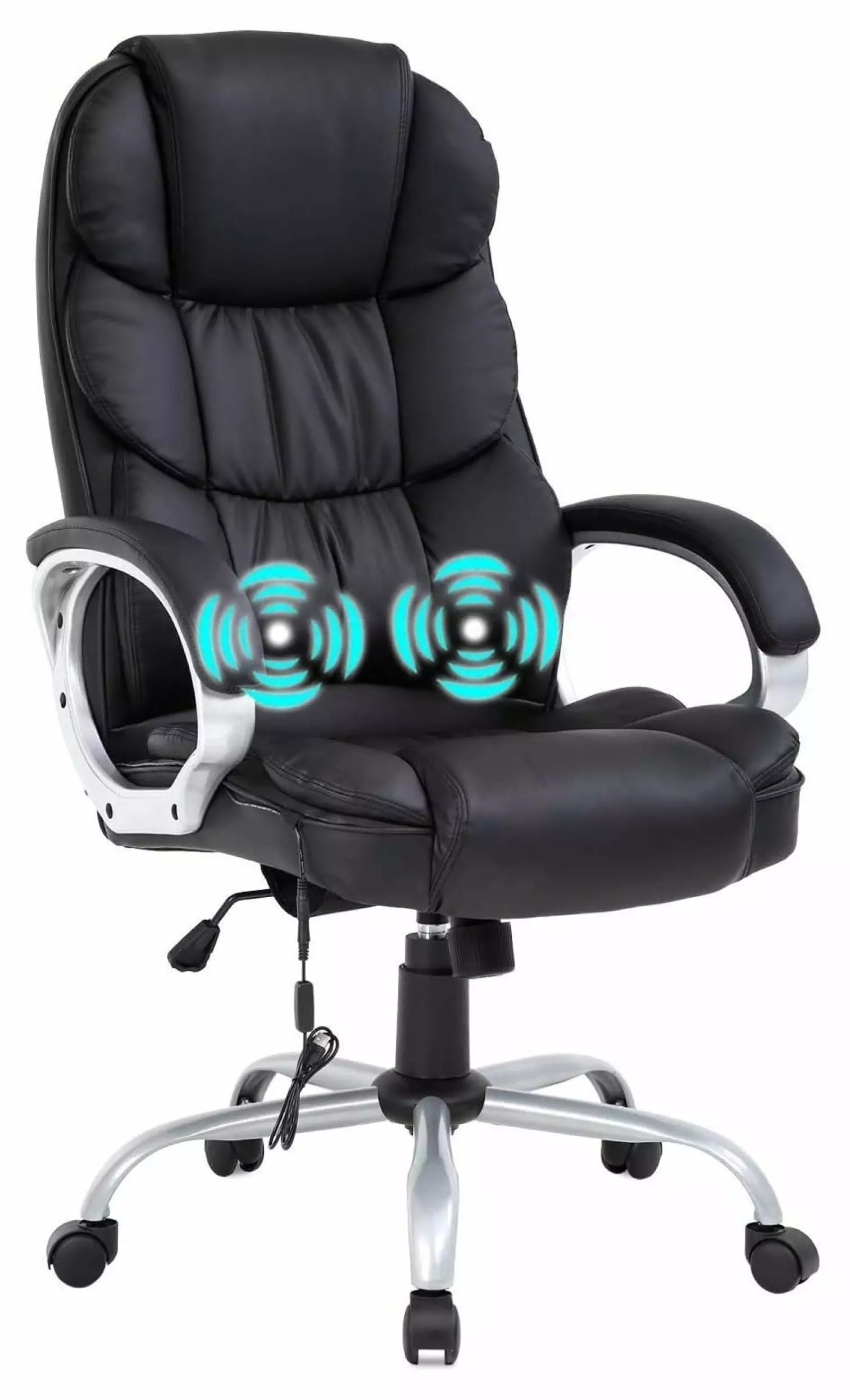 Ergonomic Adjustable Home Office Chair High Back Massage Desk Chair 250Lbs Heavy PU Leather Computer Chair Lumbar Support ...