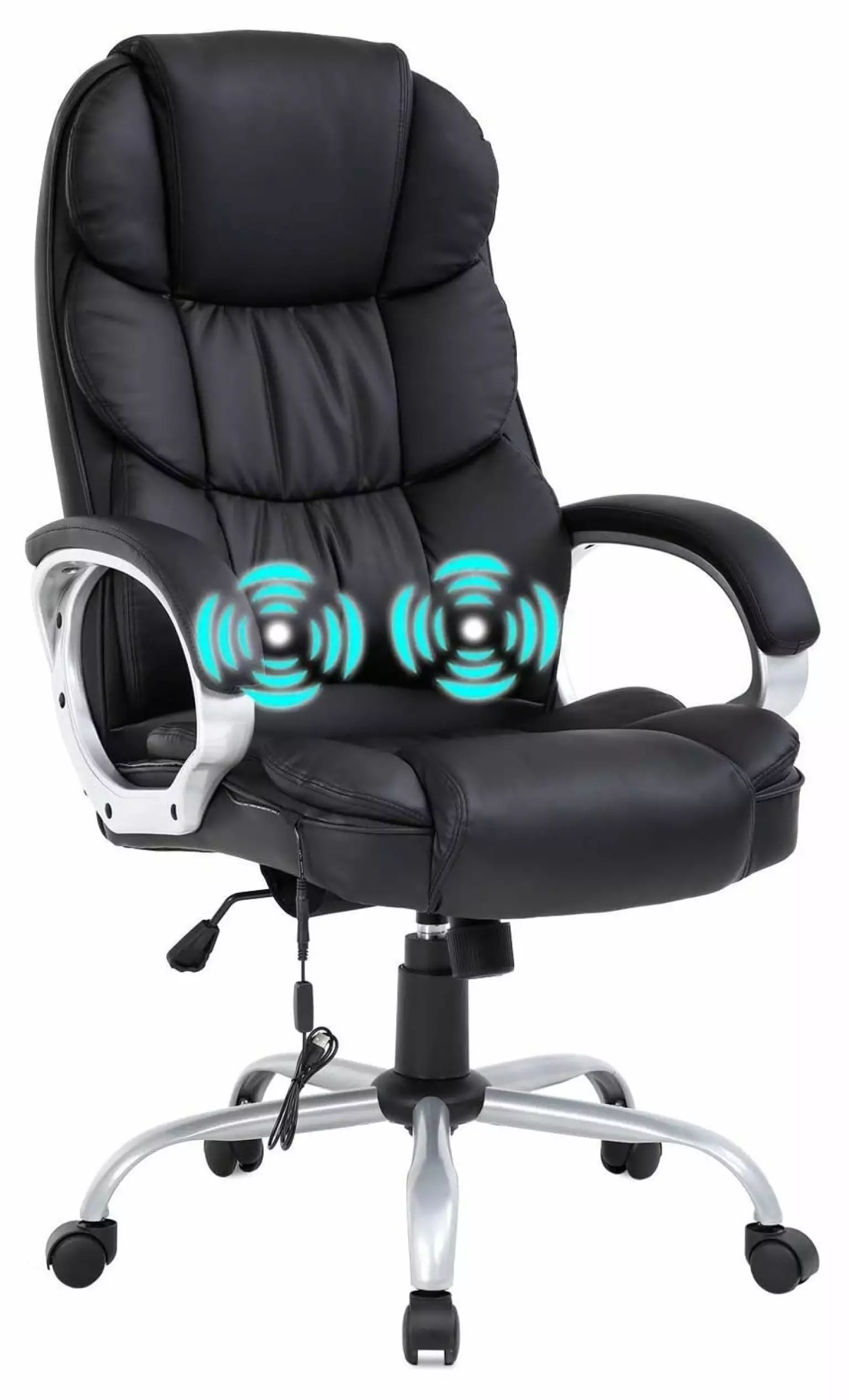 Ergonomic Adjustable Home Office Chair High Back Massage Desk Chair 250Lbs Heavy PU Leather Computer Chair Lumbar Support ...