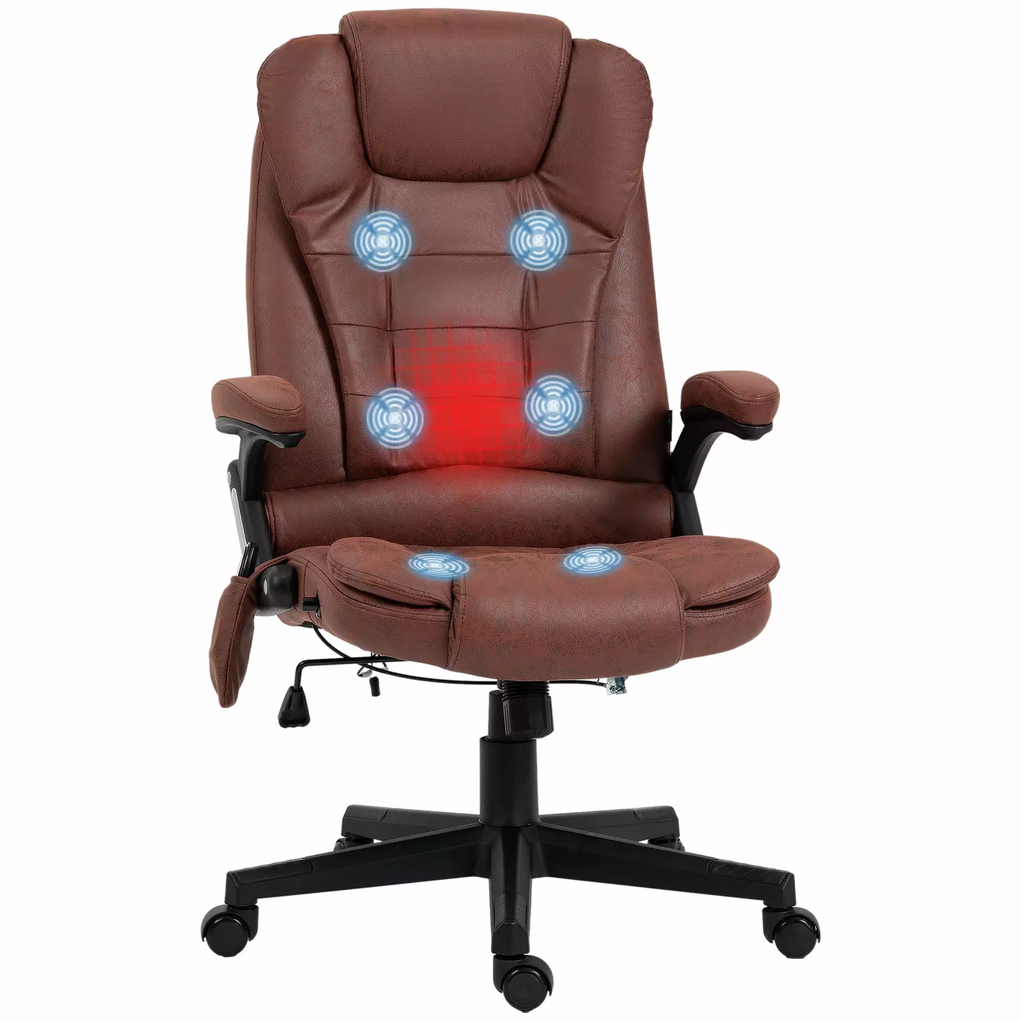 DeeHome HOMCOM 6 Point Vibrating Massage Office Chair Heat Microfiber High Back Executive Chair