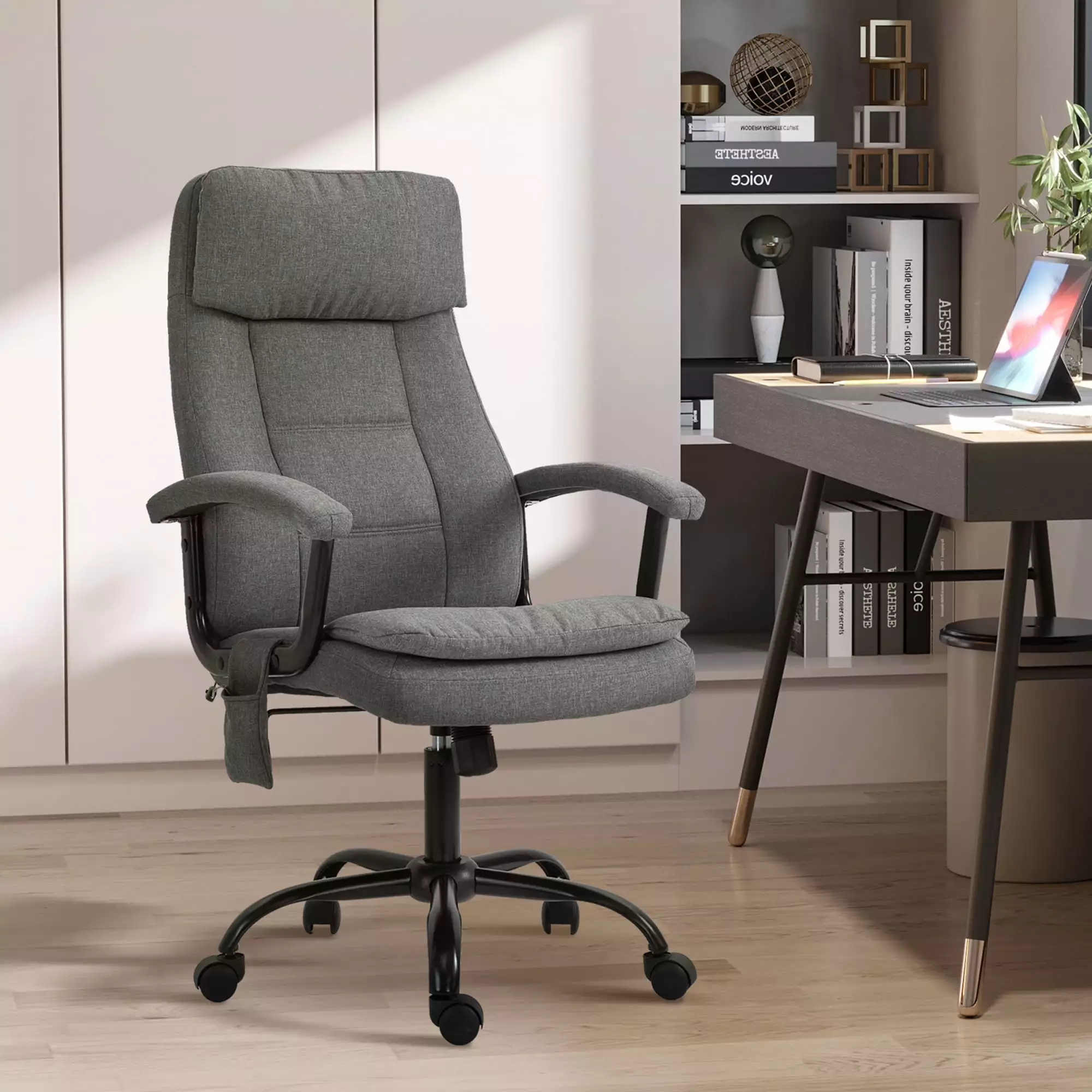 Vinsetto Executive Massage Office Chair 2-Point Lumbar Massage USB Power and Adjustable Height