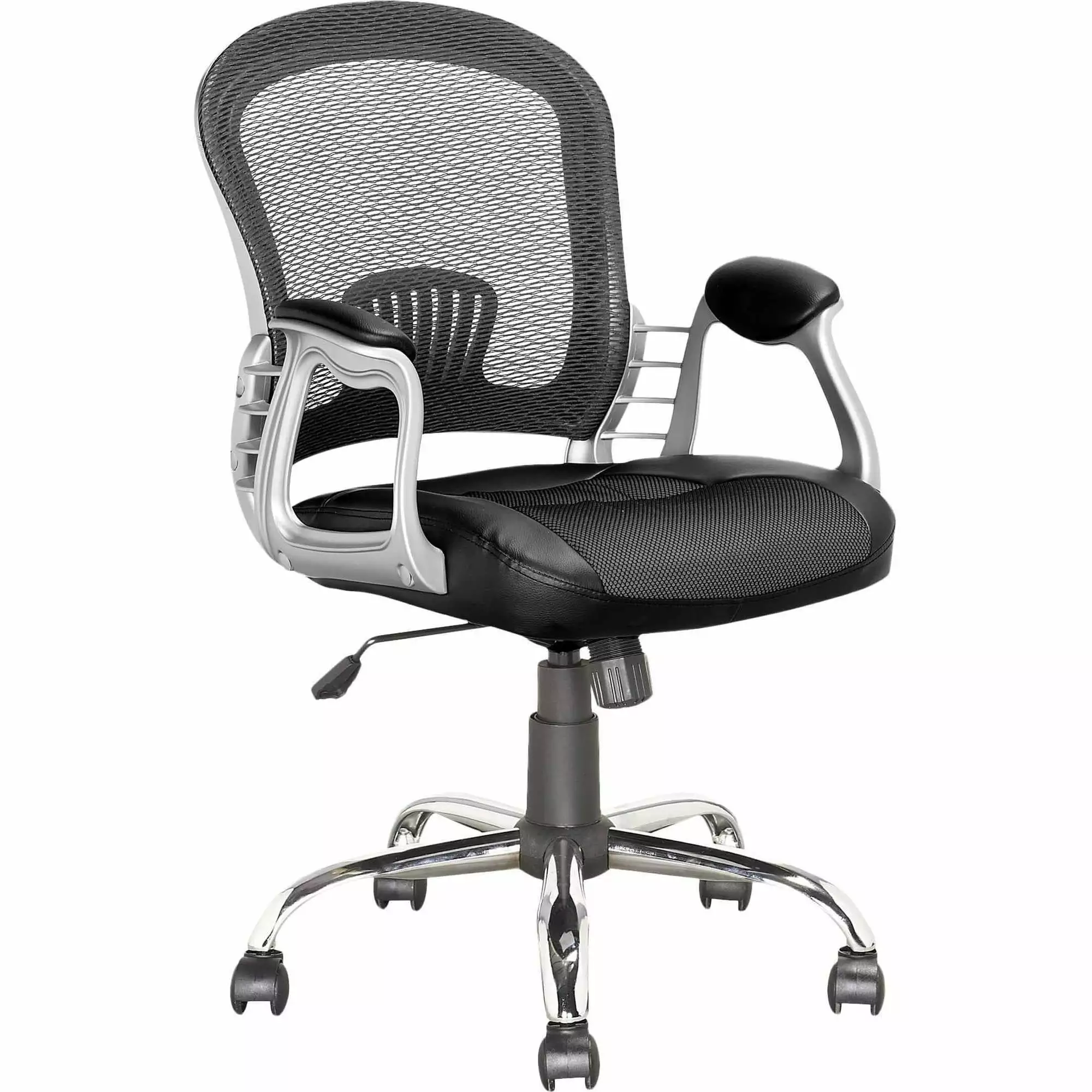 CorLiving Office Chair Leatherette Seat and Mesh Back - Ergonomic Desk Chair