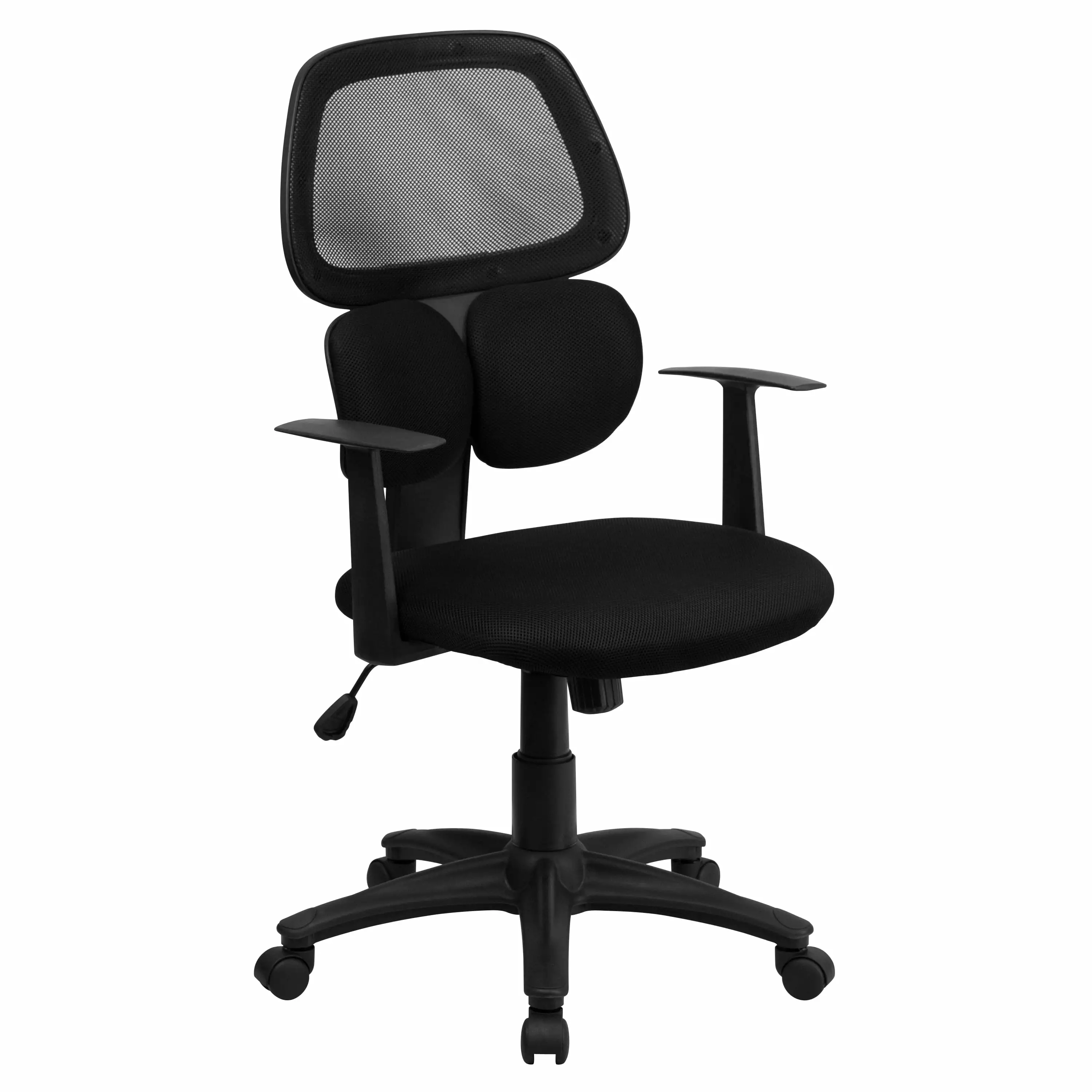 Line Furniture Black Mesh Ventilated Executive Swivel Office Chair - Breathable Desk Chair Armrests