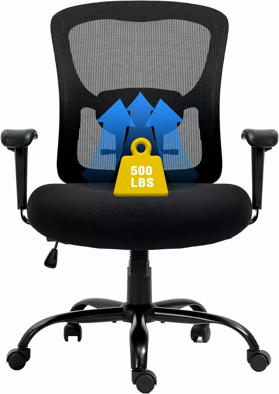 Bigroof Big & Tall Office Chair 500lbs Ergonomic Mesh Desk Computer Chair Adjustable Lumbar Support Arms High Back Wide Seat