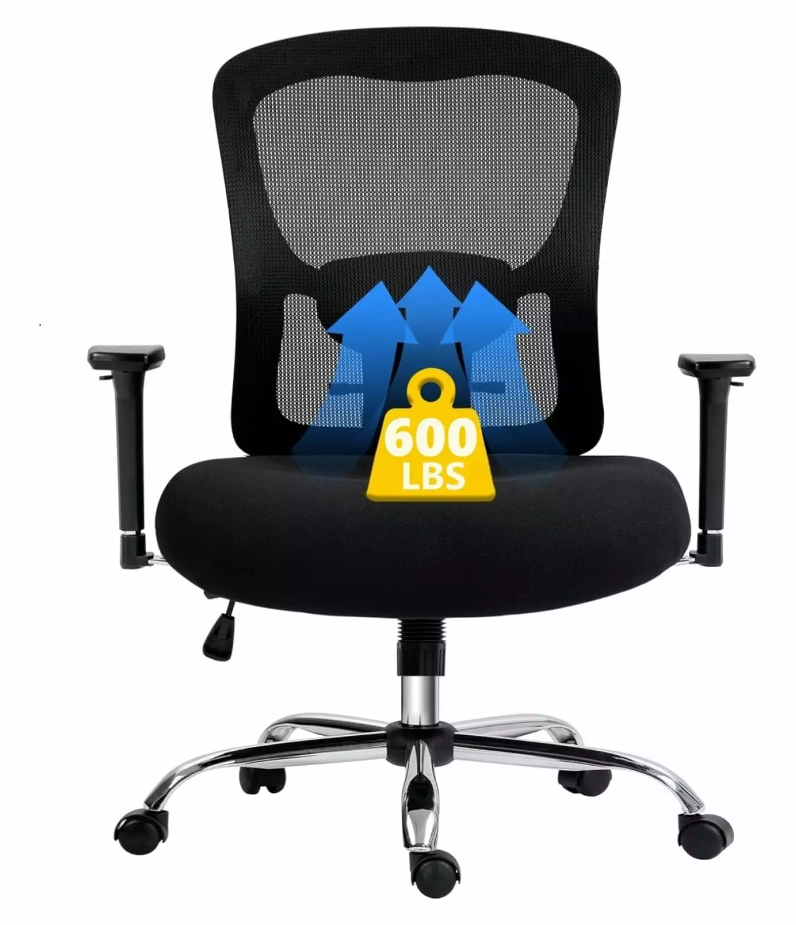 Big and Tall Office Chair 600lbs - Ergonomic Mesh Executive Desk Chair 4D Armrests and Adjustable Lumbar Support Huangfeiyan