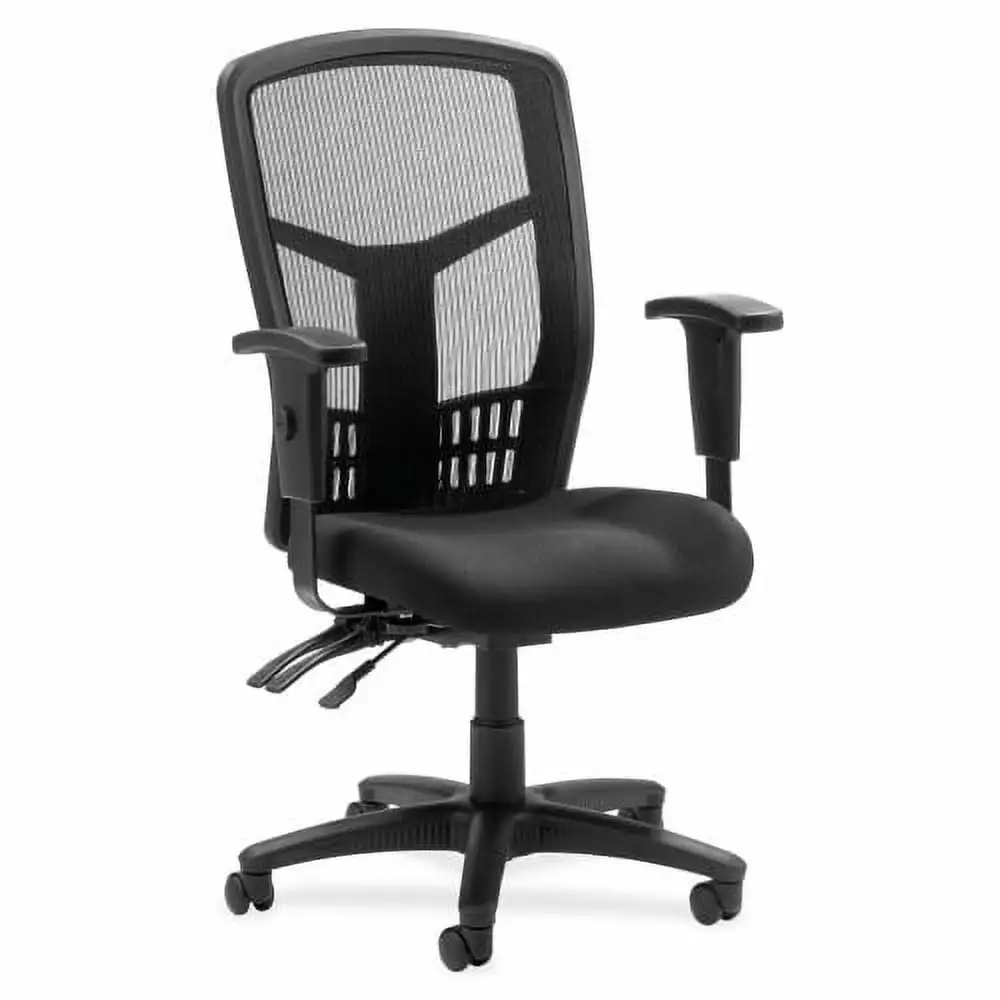 Lorell Executive High Back Mesh Chair Black Fabric Seat Gray Back Black Steel Frame