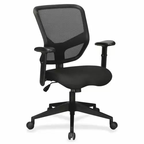 Lorell Executive Mesh Mid-Back Chair Black Fabric Seat 5-Star Base