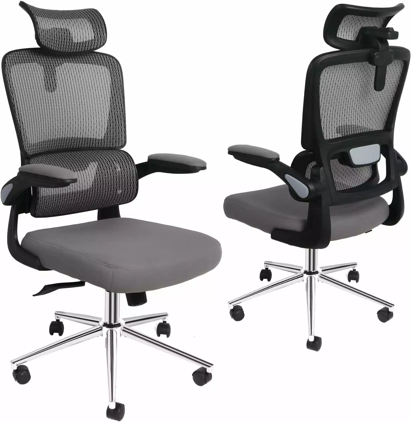 Ergonomic Office Computer Desk Chair Home Swivel Mesh Task Chair Adjustable Headrest and Flip-Up Arms TRAHOO