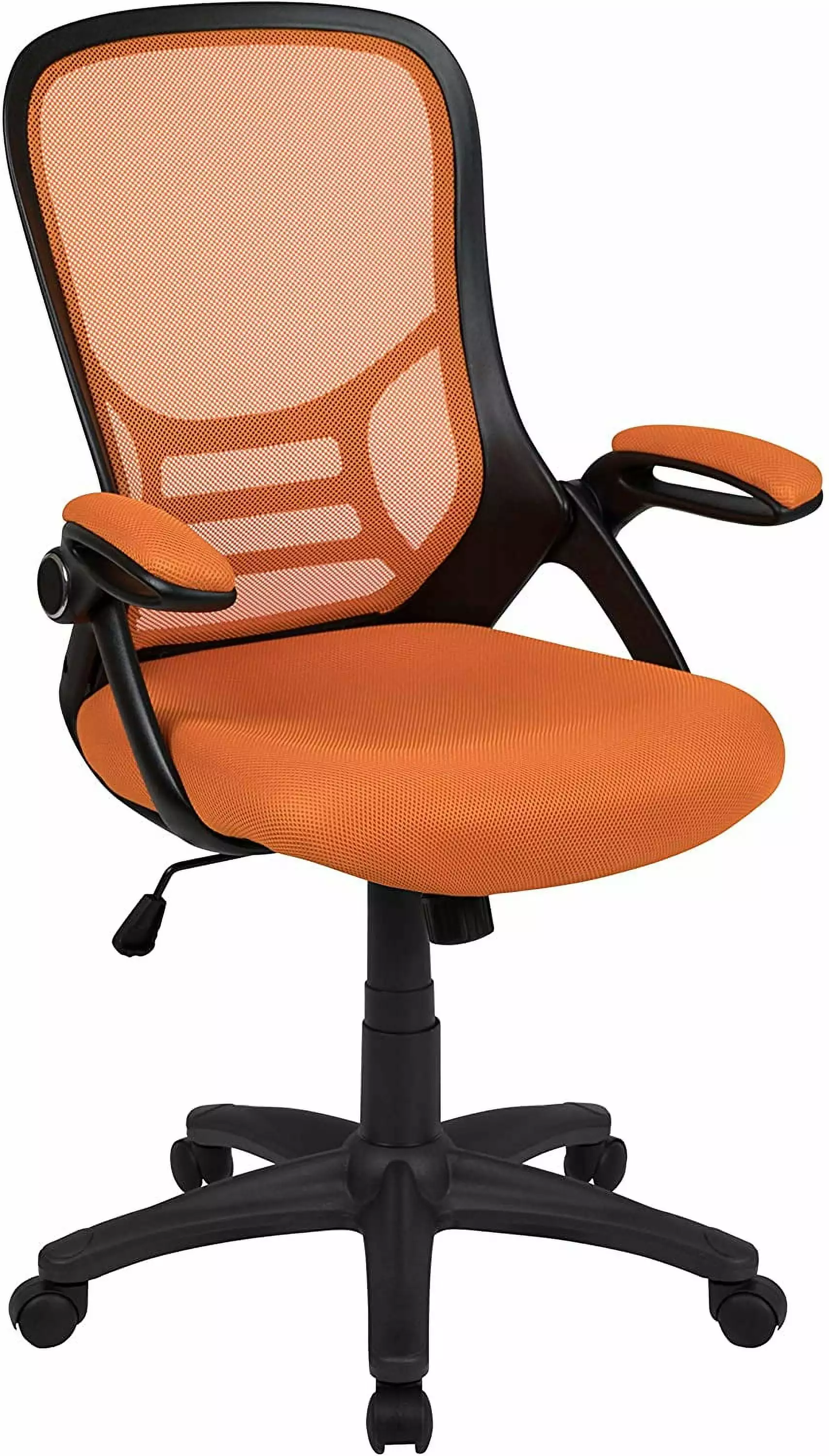 Porter Mesh High Back Ergonomic Swivel Office Chair - Lumbar Support, Flip-Up Arms, Tilt Lock, Black/Black Frame TRAHOO
