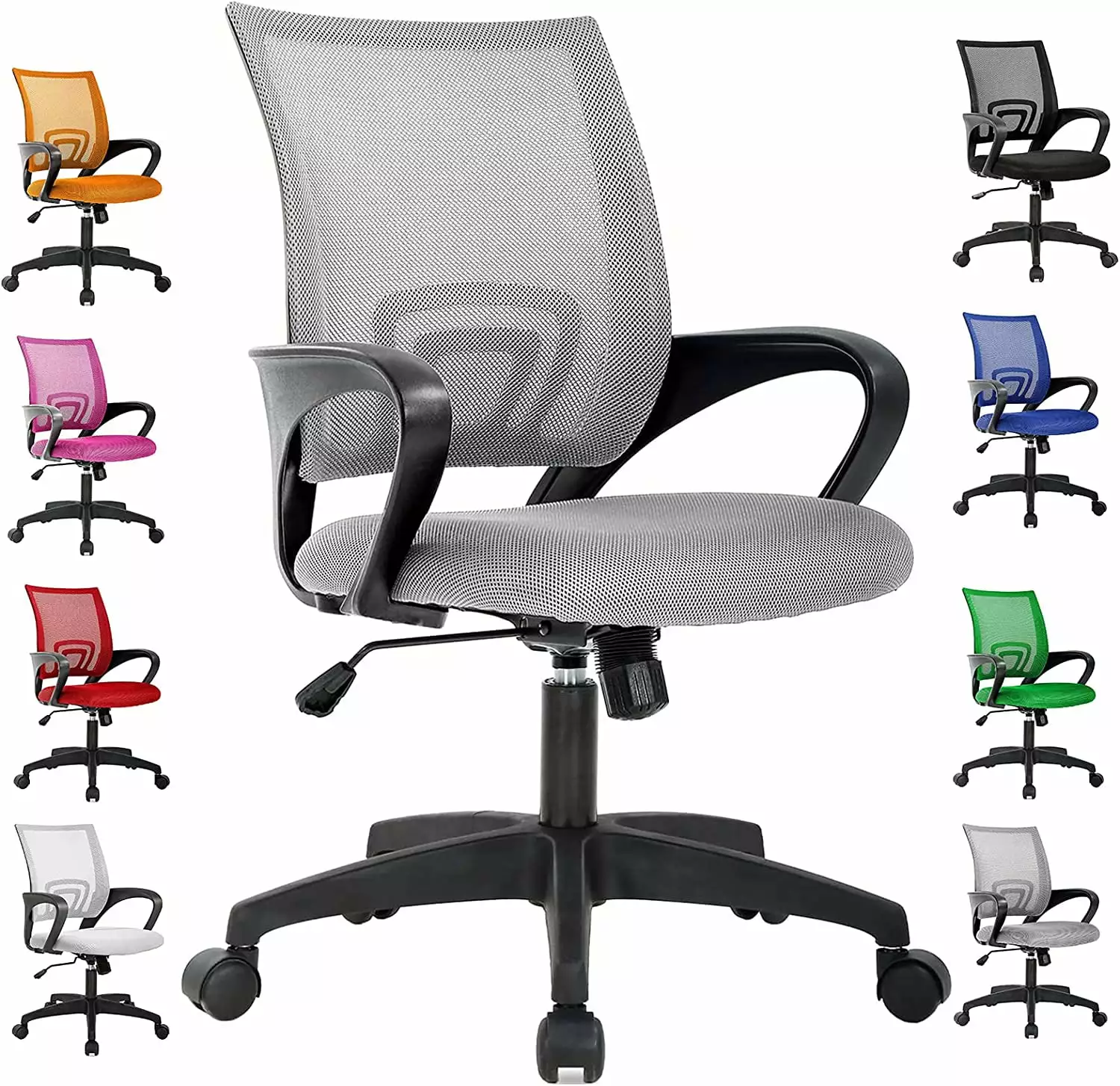 Grey Ergonomic Mesh Office Chair Lumbar Support and Armrests WRP