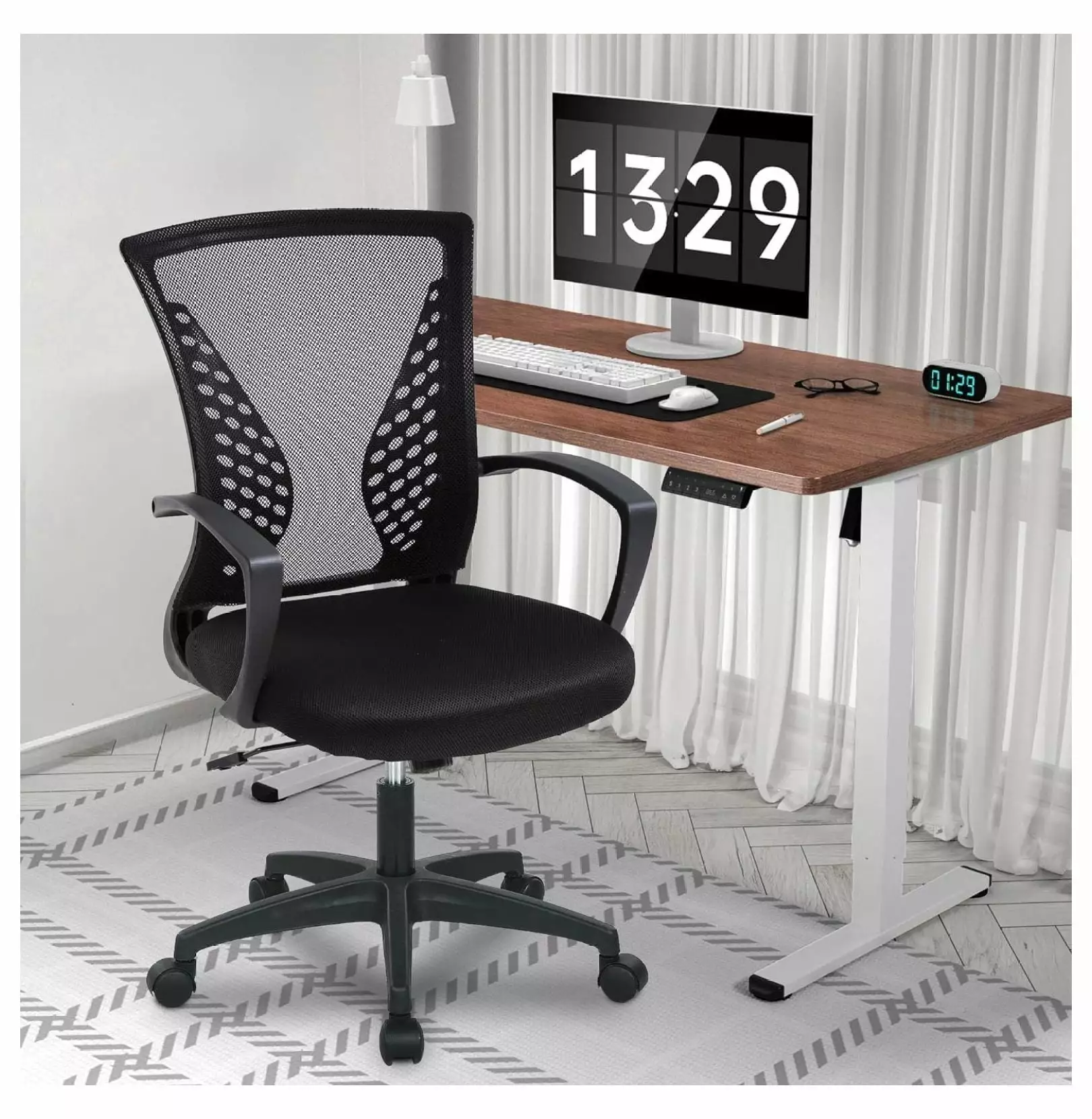 White Ergonomic Mesh Office Chair Armrests and Lumbar Support Home or Office XylehR