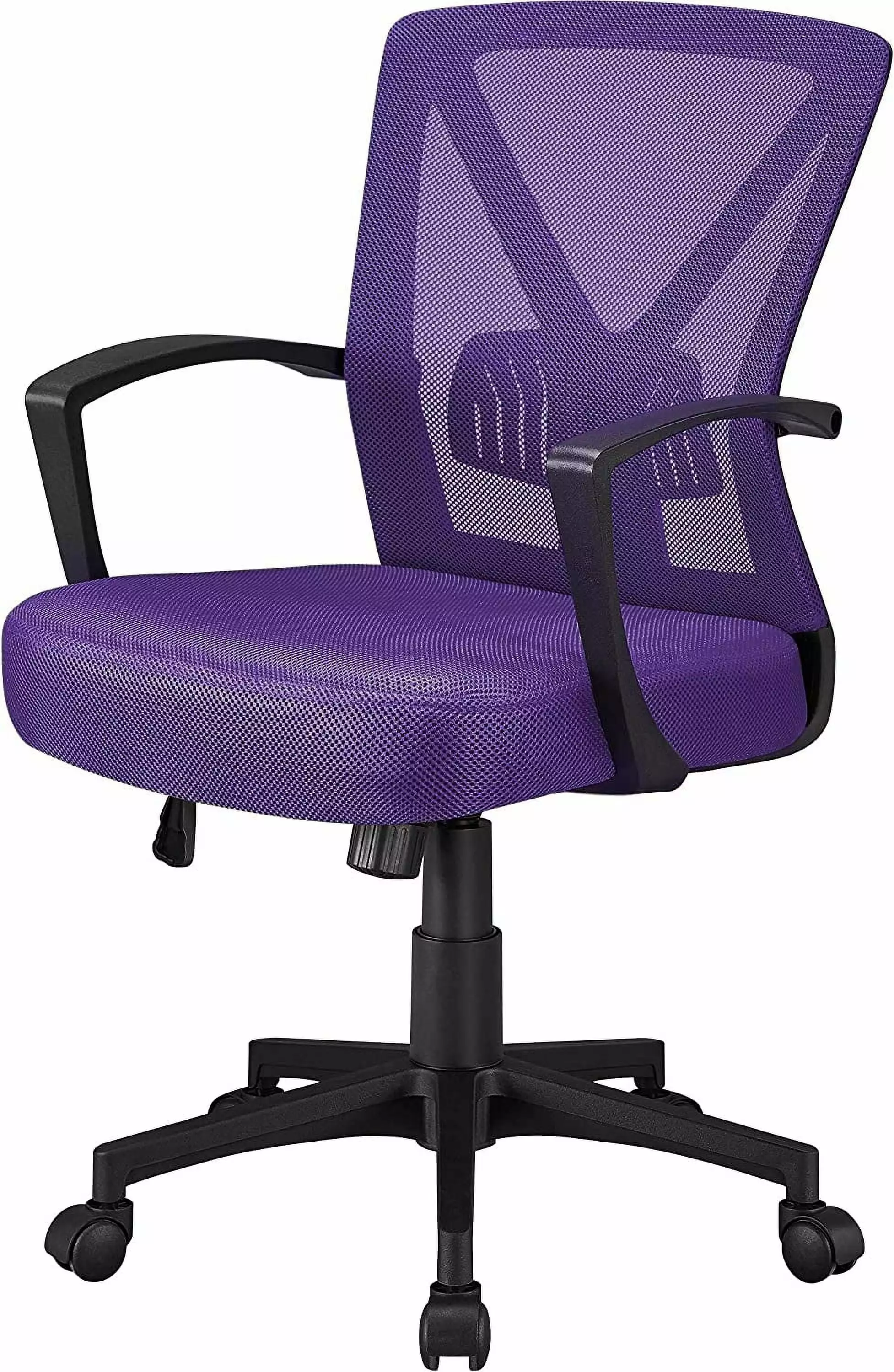 Ergonomic Office Chair Mid Back Mesh Lumbar Support and Armrests Purple ZJ