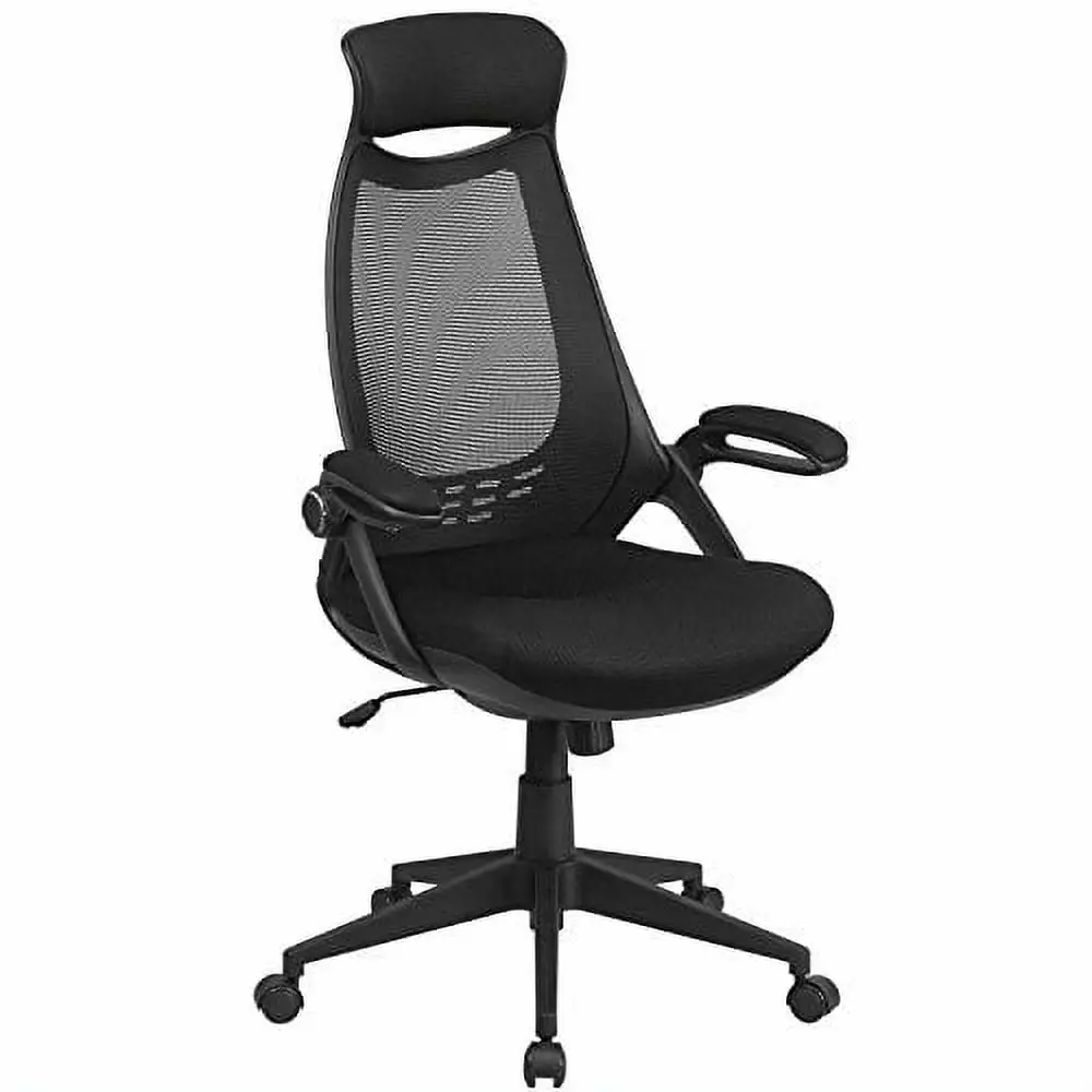 Line Furniture Fionan Black Mesh Executive Office Chair Flip Up Arms Adjustable Swivel