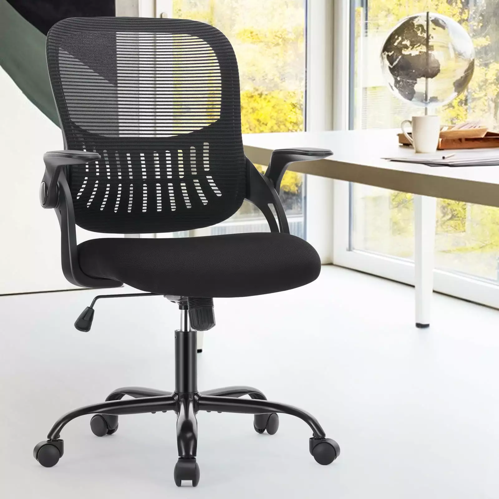 Sweetcrispy Office Mid Back Ergonomic Mesh Computer Desk Chair Larger Seat Executive Height Adjustable Swivel Task Chair CNCJ