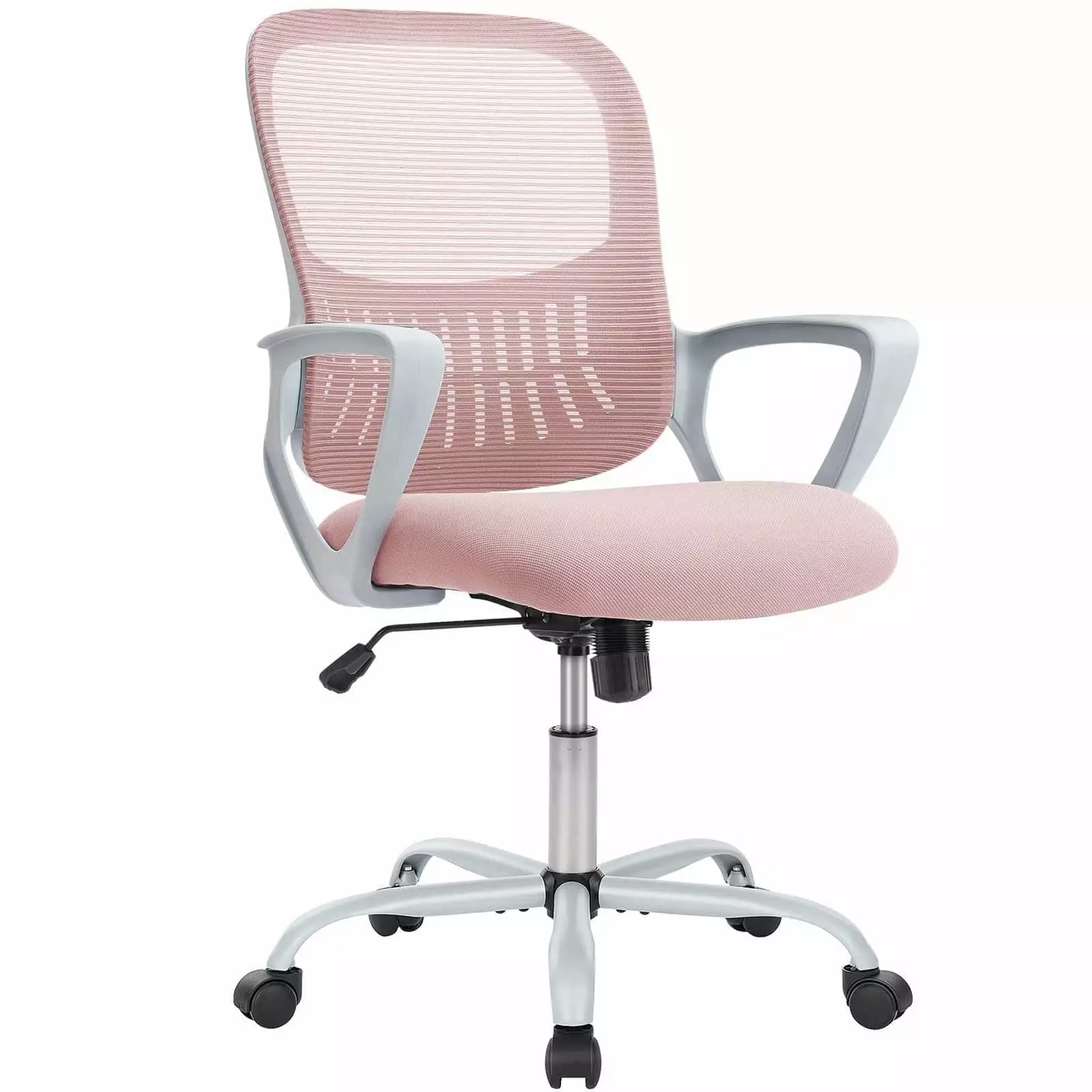 Deiokin Home Office Chair Ergonomic Mesh Back Task Office Chair Computer Desk Chair Adjustable Lumbar Support and Arms Pink