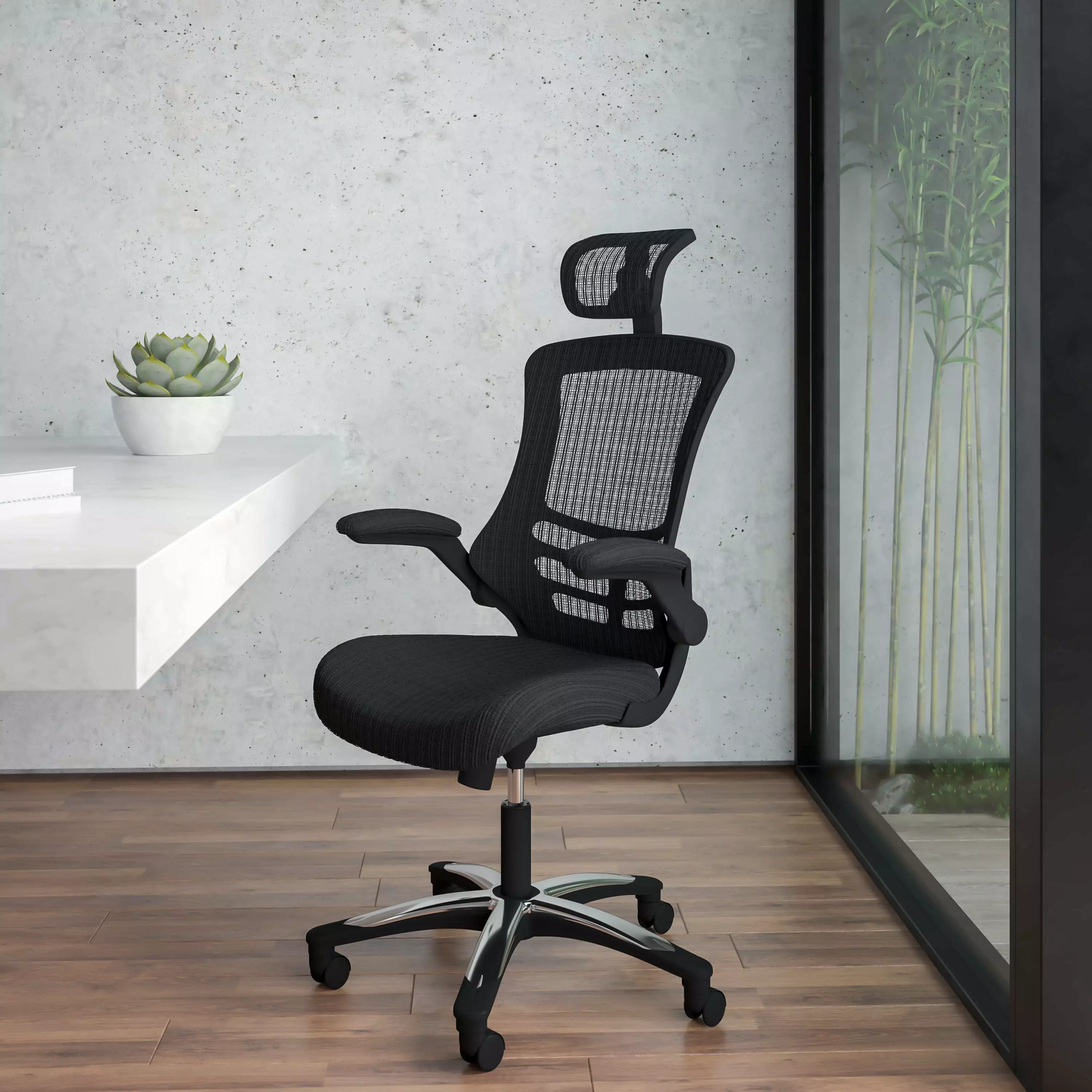 Emma + Oliver High Back Mesh Executive Office Chair Adjustable Headrest Ergonomic Desk Chair