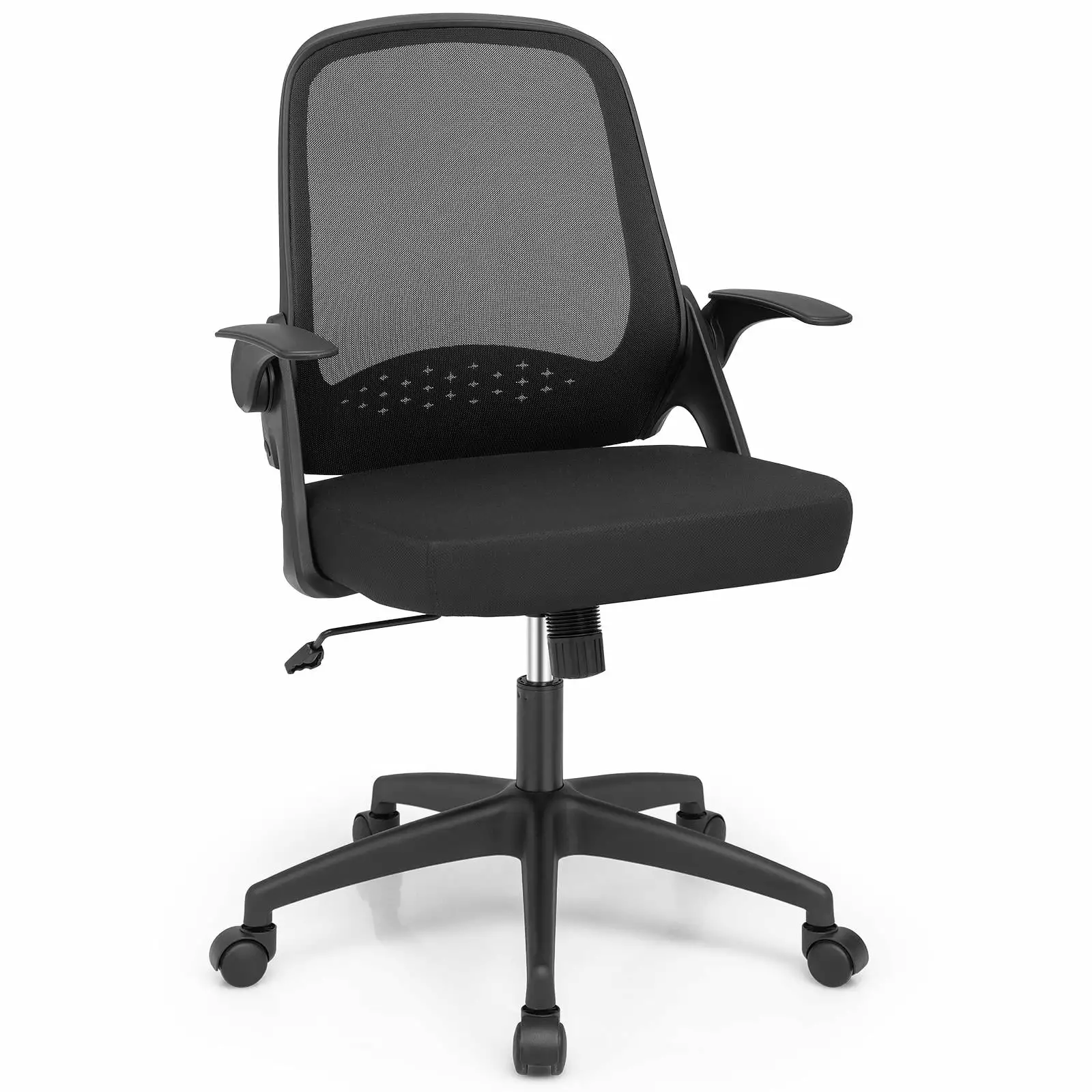Giantex Mesh Rolling Office Chair Flip-up Armrest Adjustable Ergonomic Desk Chair Lumbar Support Rocking Backrest
