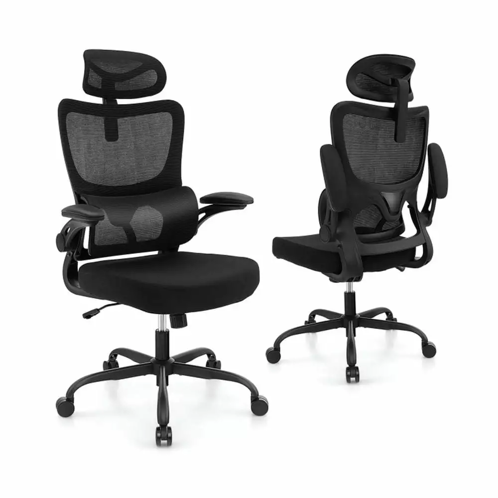 Kadyn Ergonomic Mesh Office Chair Adaptive Lumbar Support and Flip-Up Armrests - Black Desk Chair