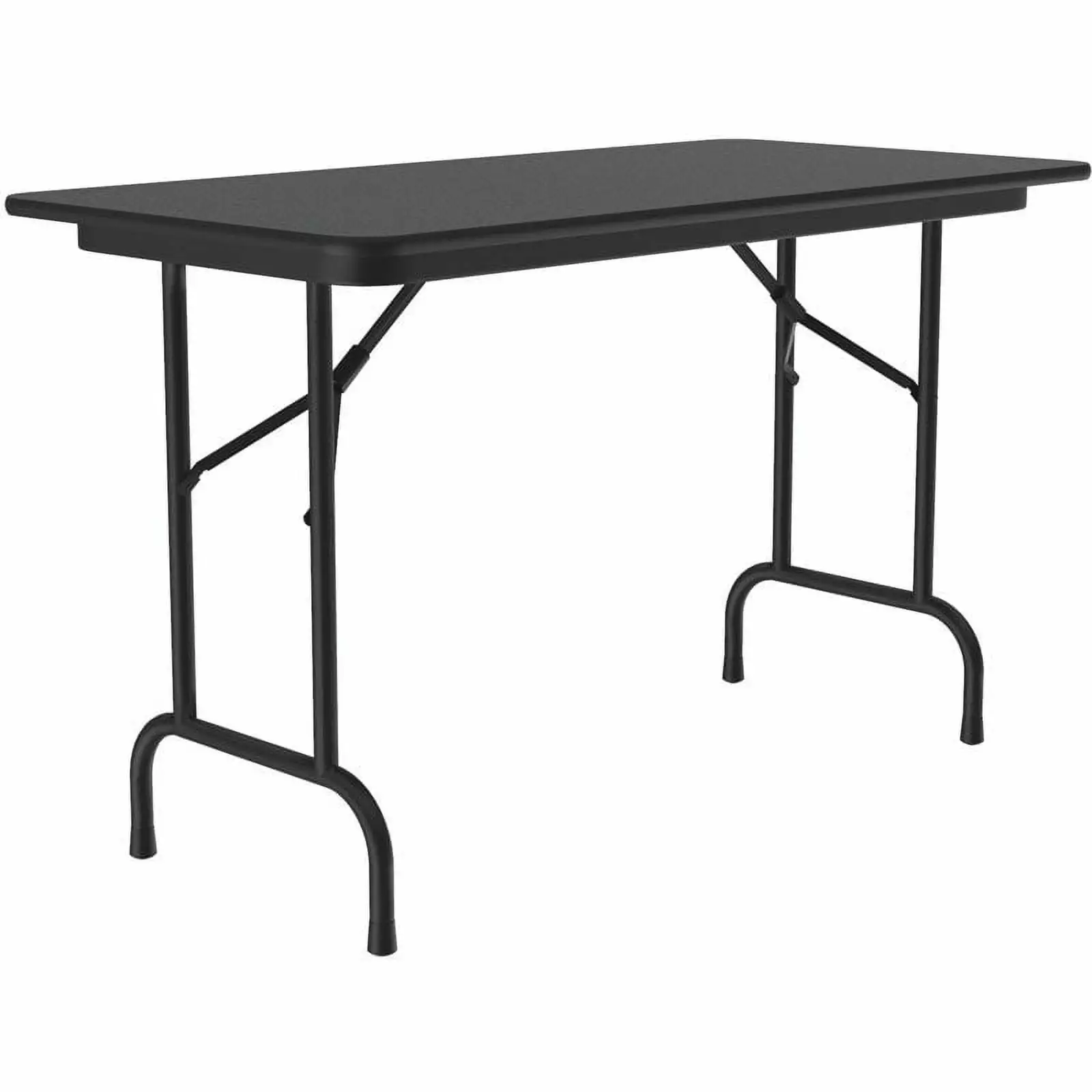 UrbanPro 24W x 48D Steel Metal and Wood Folding Table Black Granite