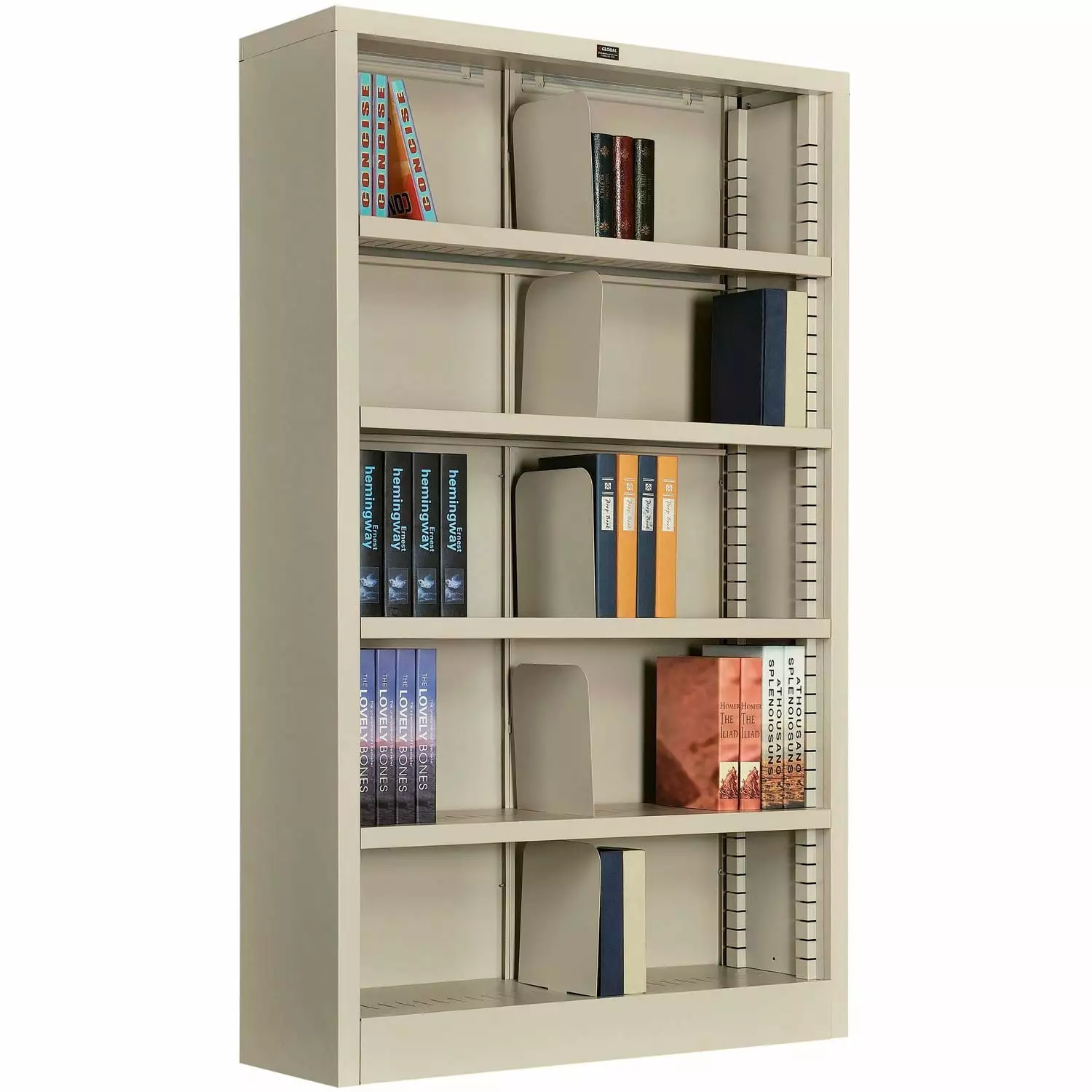 All Steel Bookcase 36W x 12D x 60H Putty - 5 Openings Global Industrial