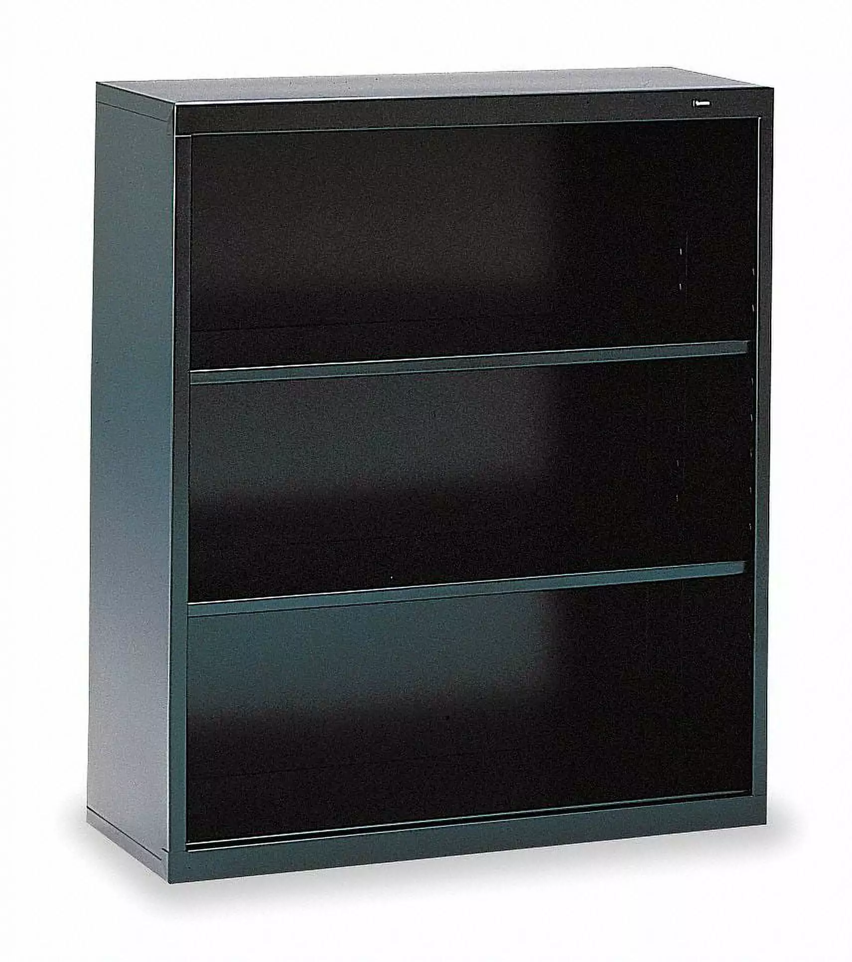 Tennsco Welded Steel Bookcase 40in 3 Shelf Black - Industrial Style