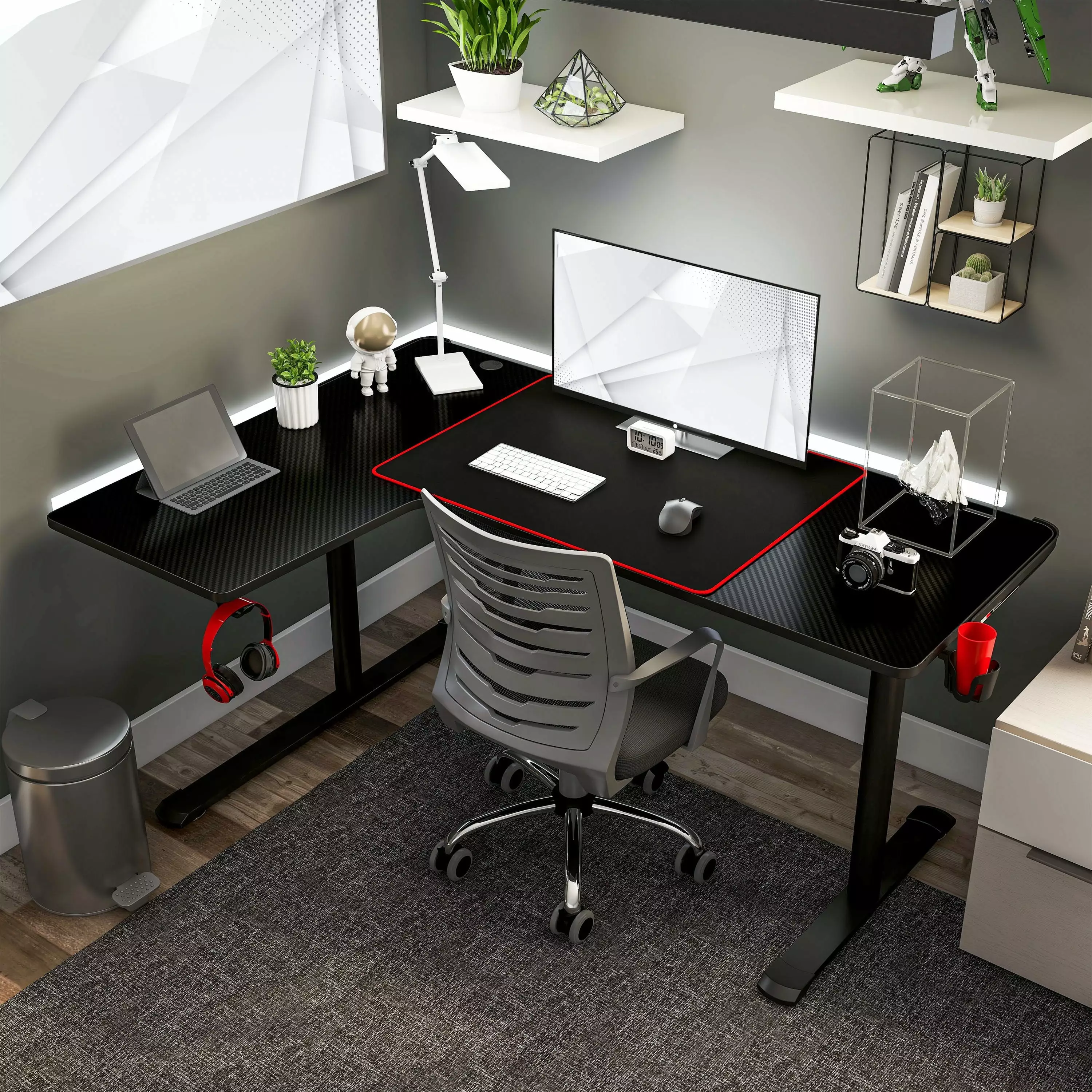 Furniture America Devan 65-inch Black Metal Computer Gaming Desk
