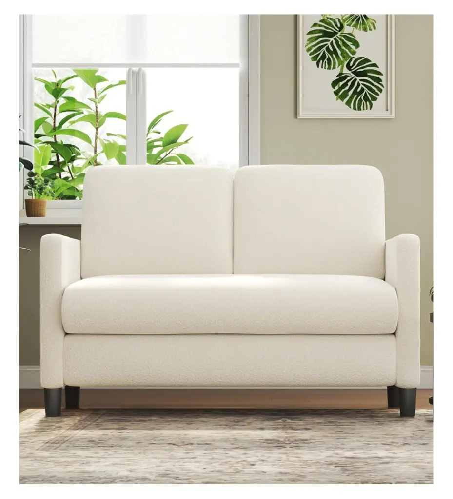 Alora Metal Legs Futon Love Seat Modern Convertible Sofa Jiowenm