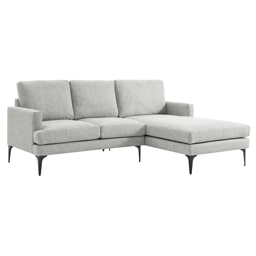 Modway Evermore Right-Facing Metal and Upholstered Fabric Sectional Sofa Gray