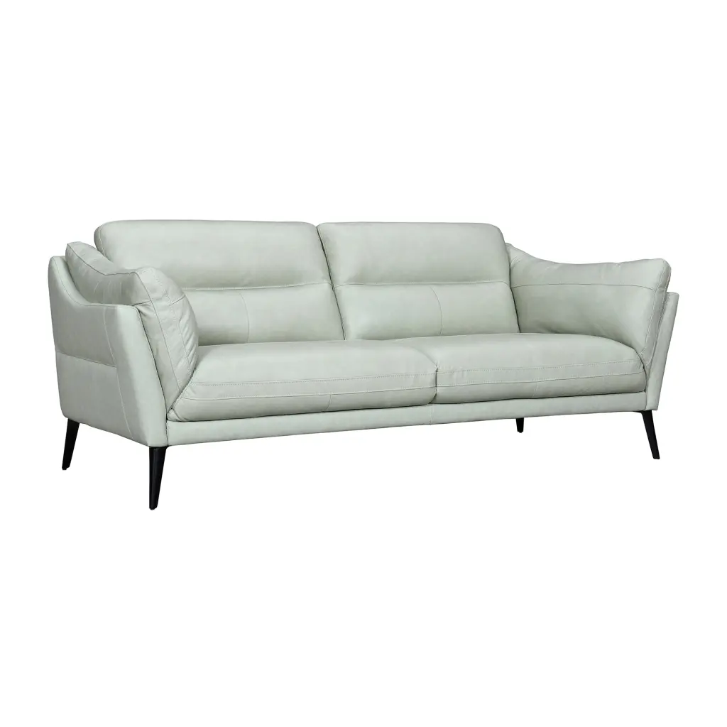 Armen Living Franz Upholstered Metal & Leather Sofa Black/Mint - Unique Modern Sofa Design