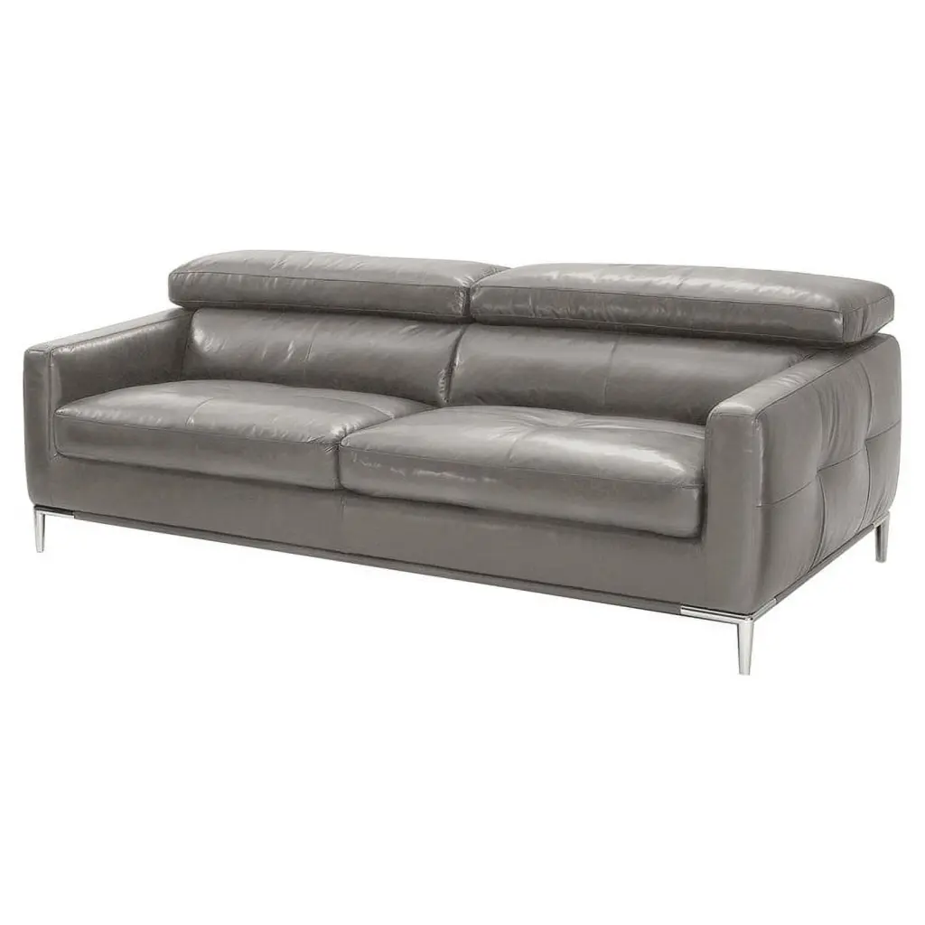Divani Casa Natalia Modern Metal & Leather Upholstered Sofa Dark Gray - Stylish Living Room Sofa