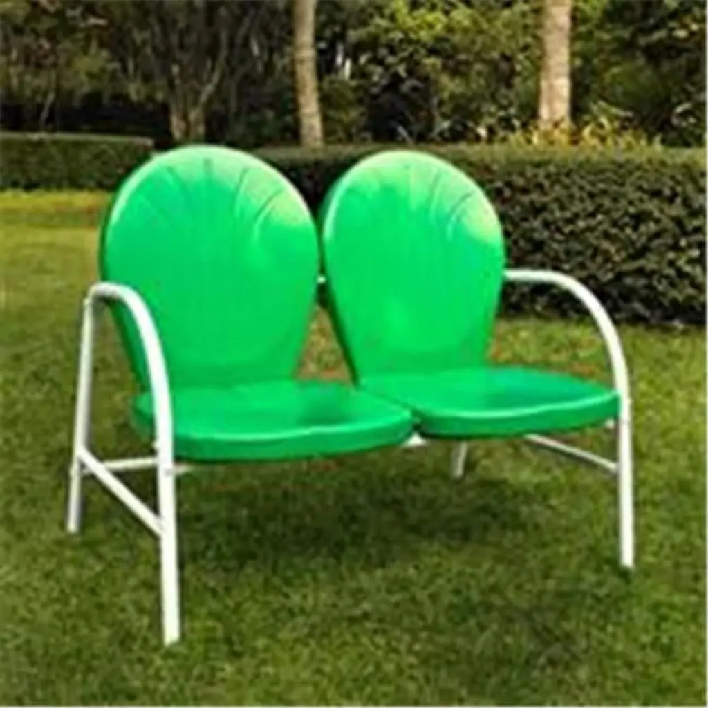Crosley Furniture Griffith Metal Loveseat Grasshopper Green Finish Modern Marketing