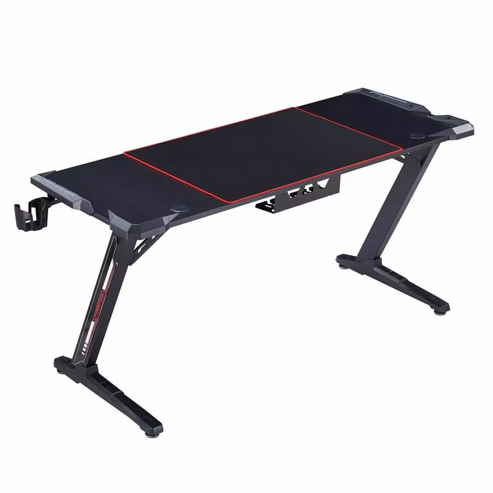 Urbanpro Modern Metal Gaming Desk Built- Outlets Black