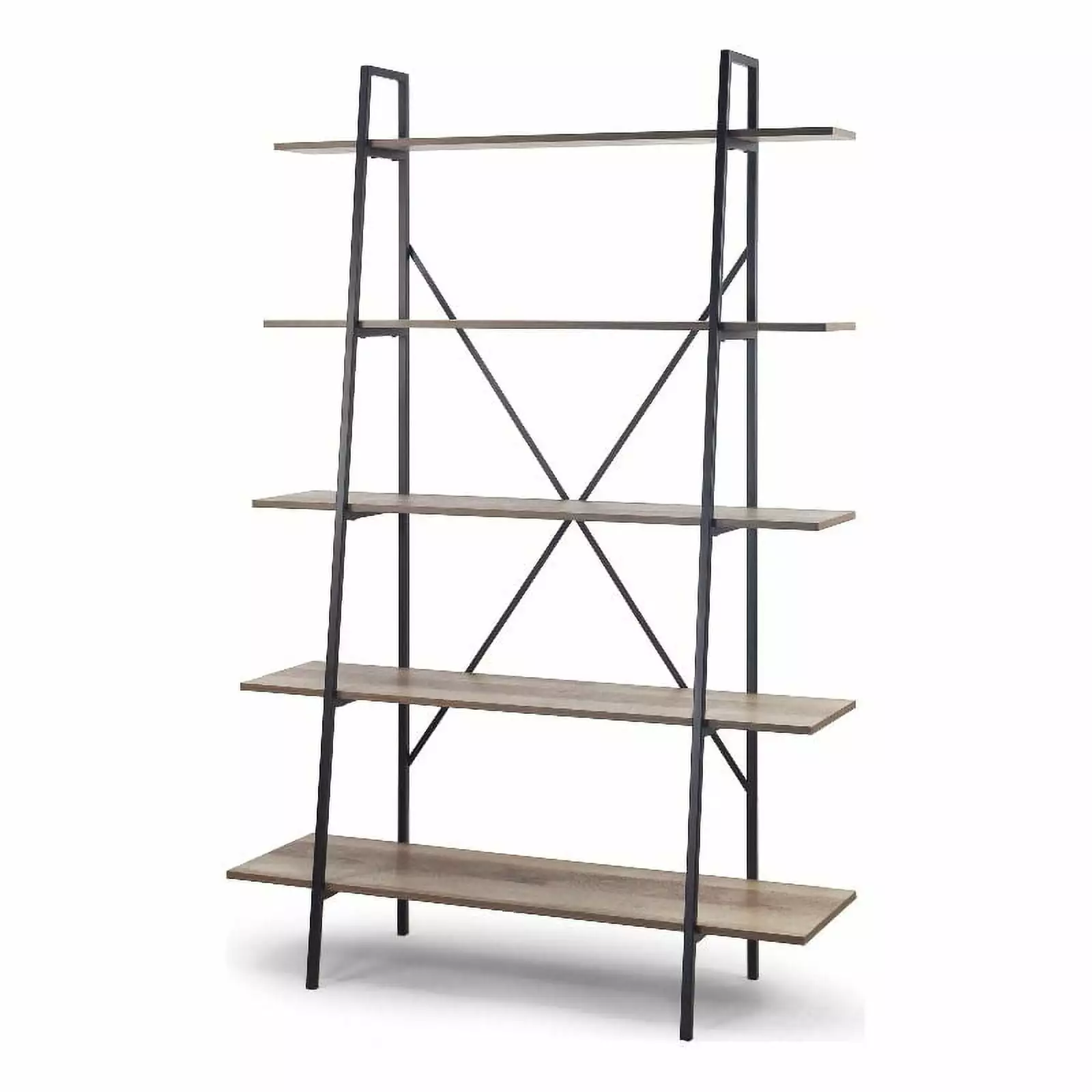 Glamour Home August 71.75 Modern Metal and Wood Ladder Bookcase Brown - Stylish Storage