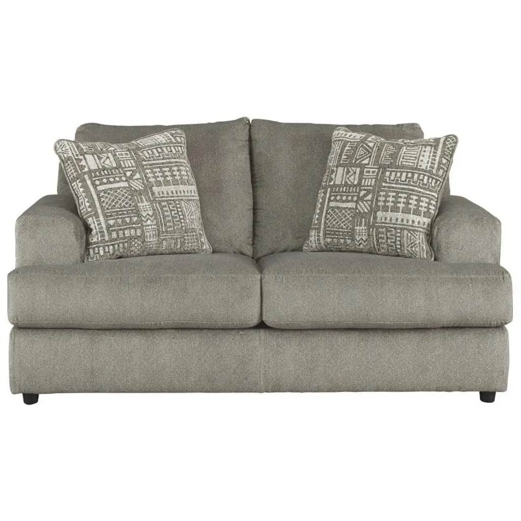 Bowery Hill Contemporary Microfiber Fabric Loveseat Ash Gray Finish