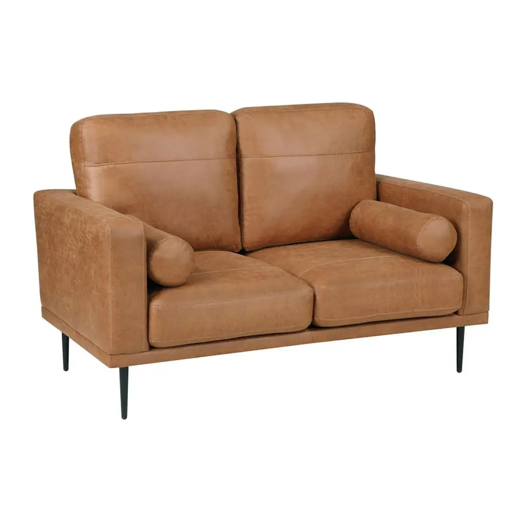 Lexicon Westcliffe Polished Microfiber Loveseat Brown Durable Comfort