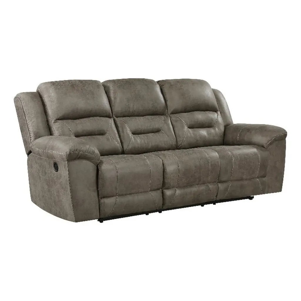 Lexicon Hazen Polished Microfiber Upholstered Double Reclining Sofa Brown