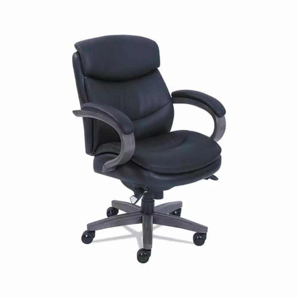 Woodbury Mid-Back Executive Chair Supports up to 300 lbs Black Seat Weathered Gray Base La-Z-Boy