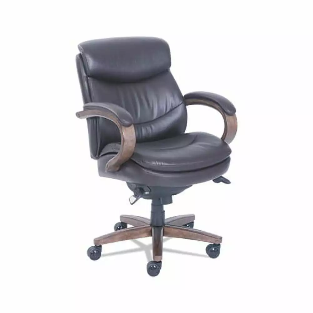 Woodbury Mid-Back Executive Chair Supports up to 300 lbs Brown Seat Weathered Sand Base La-Z-Boy