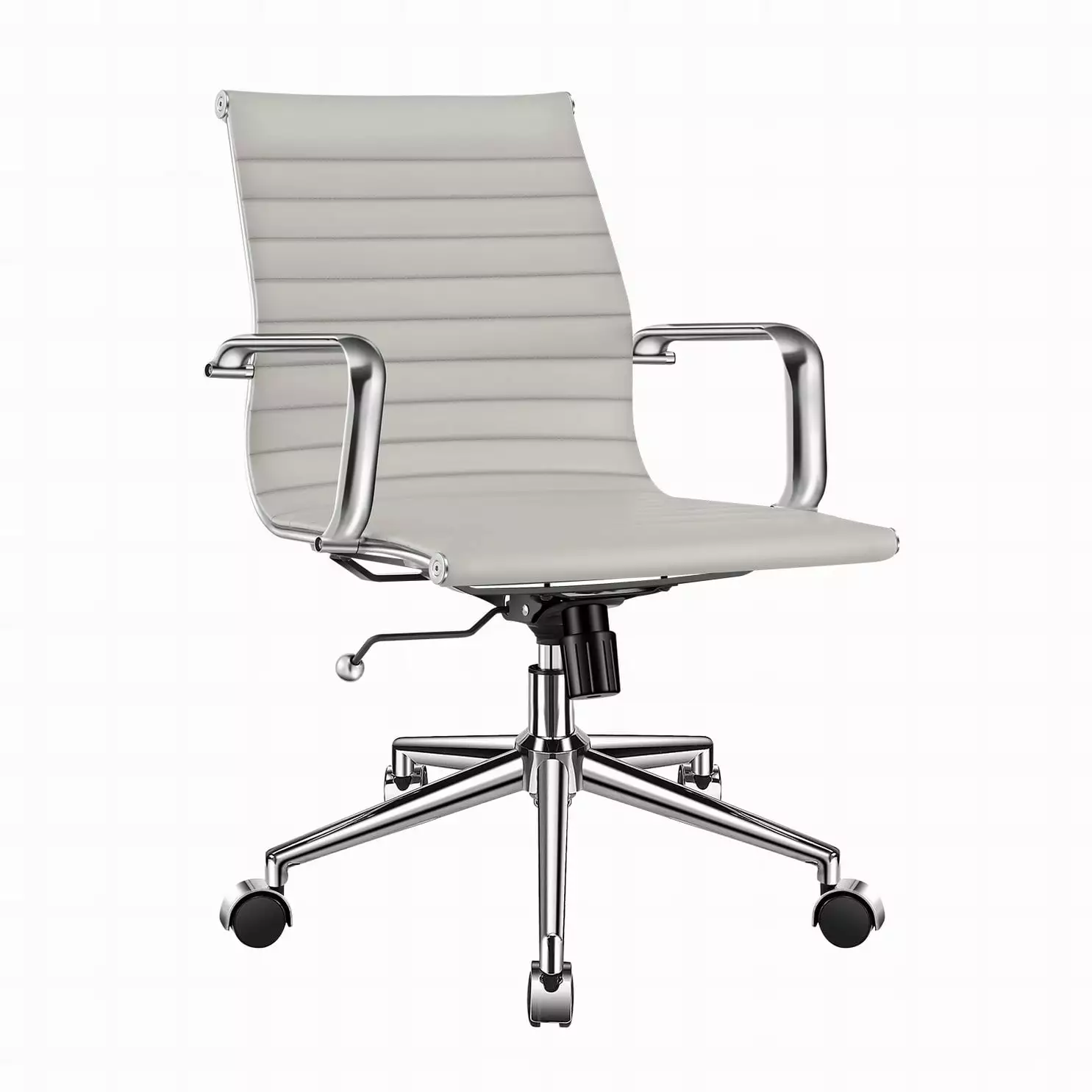 LUXMOD Gray Office Chair Adjustable Swivel Chair Mid Back Armrest Ergonomic Desk Chair Durable Vegan Leather