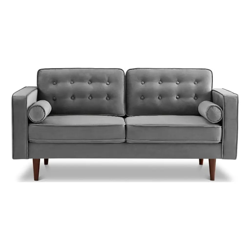 Allora Mid Century Modern Loveseat Fabric Sofa Gray - Retro Style Sofa