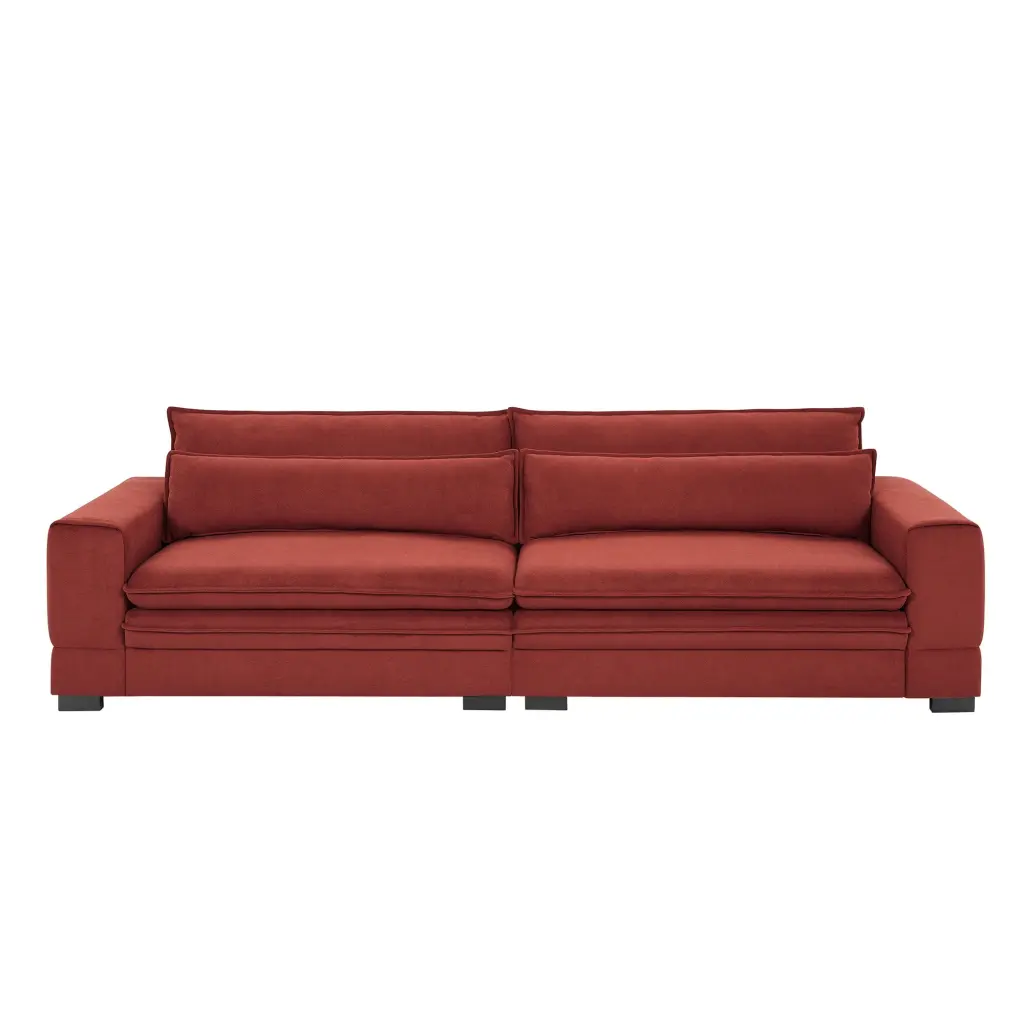 DeeHome Mid-Century Modern Fabric Sofa Upholstered Loveseat Pillows Red