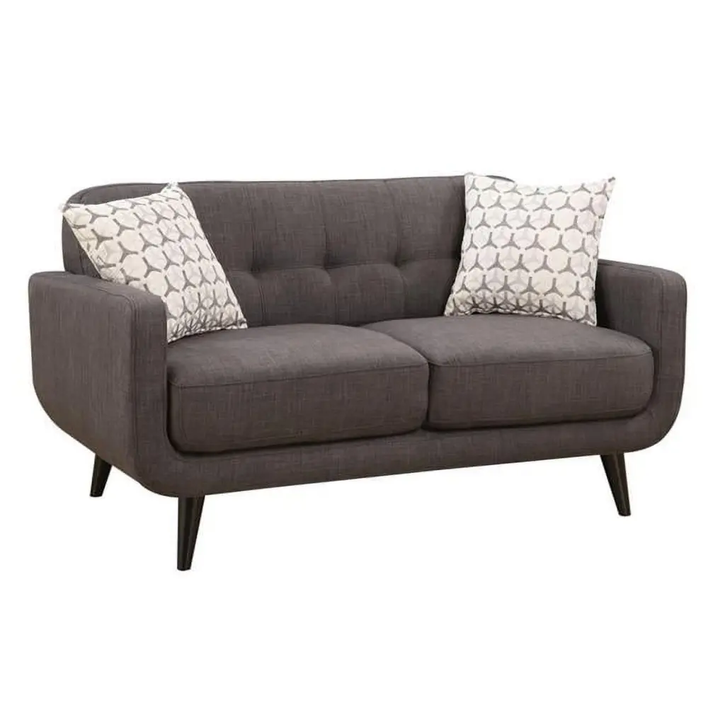 Crystal Charcoal Mid-Century Love Seat Fancy Fixtures
