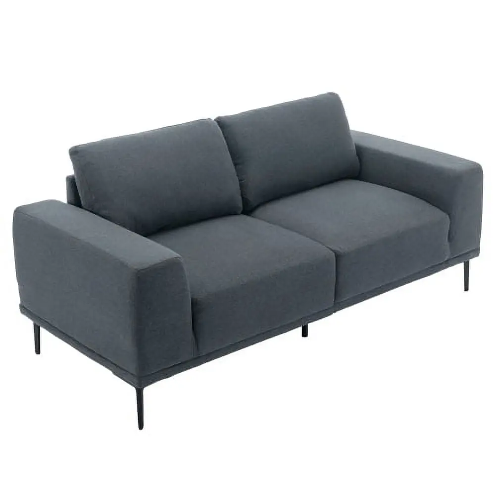 Large 74.8 Inch Linen Fabric Loveseat Couch Mid-Century Modern Upholstered Accent Couches Living Room Dark Grey Hypeshops