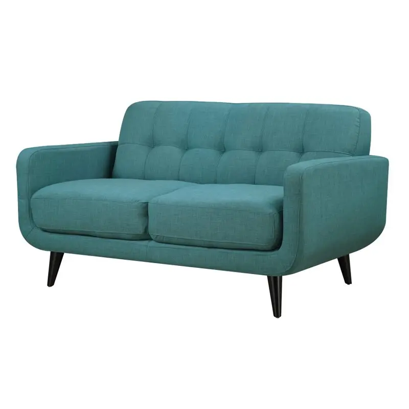 Pemberly Row Mid-Century Teal Tufted Foam Cushion Loveseat