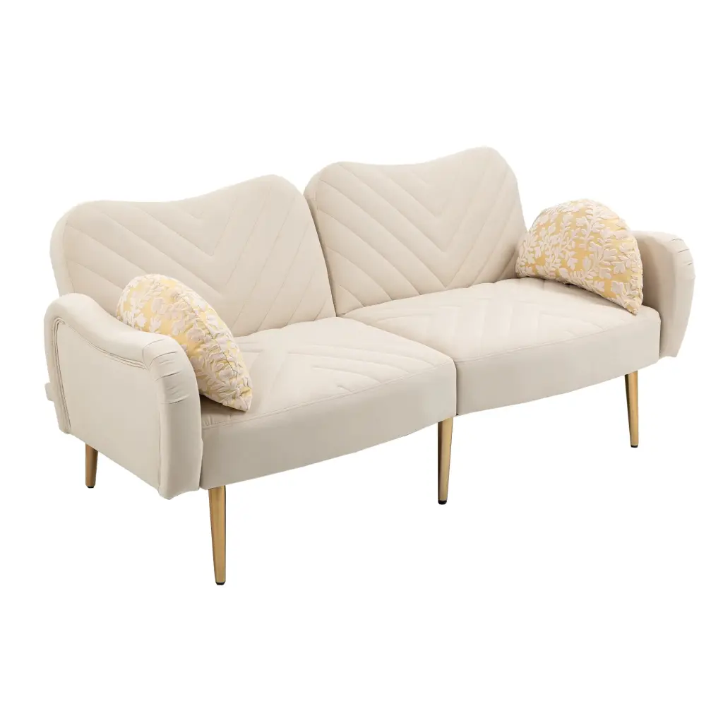 65-inch Mid Century Modern Velvet Loveseat Sofa 2 Bolster Pillows - Perfect Small Spaces unknown